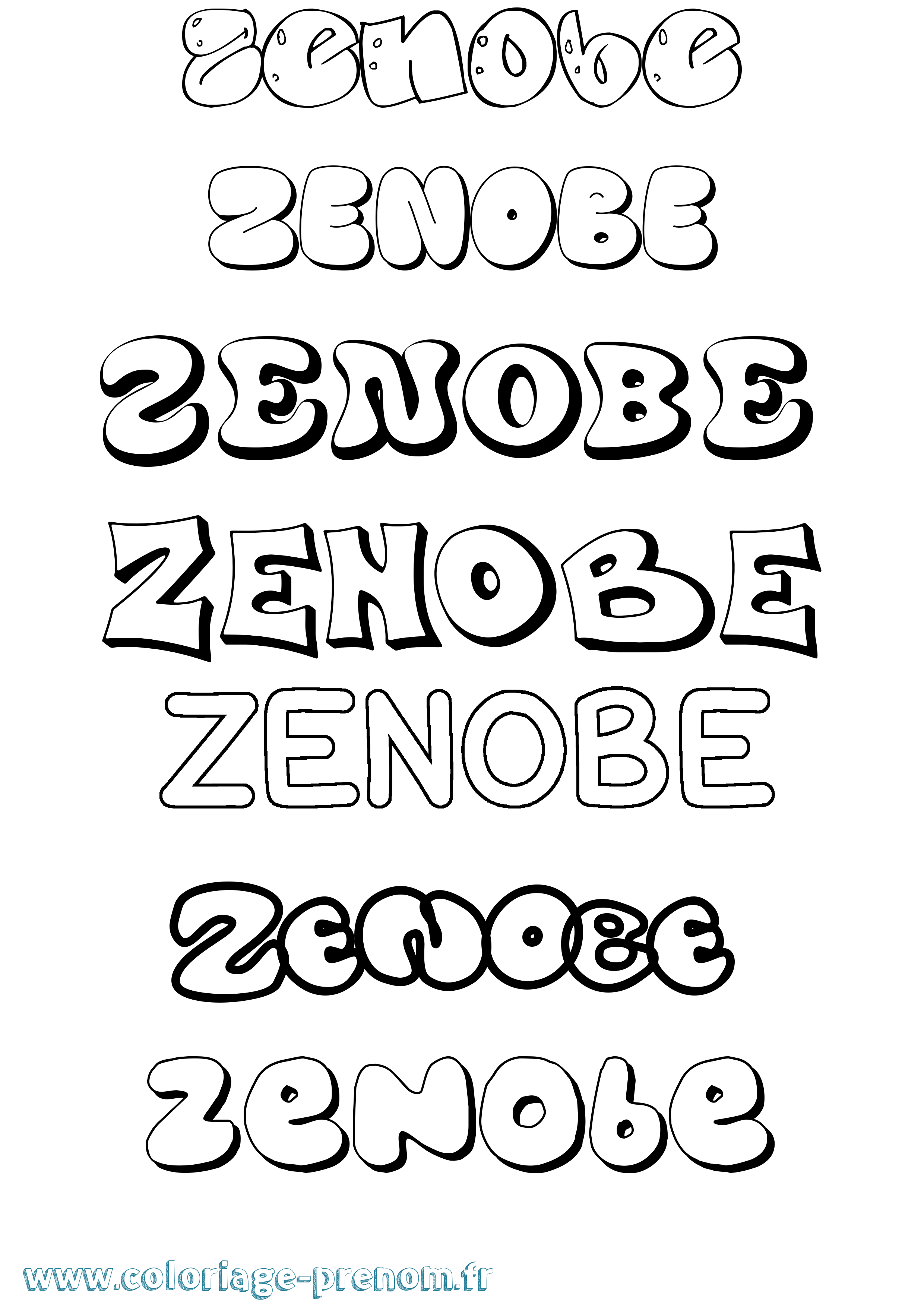 Coloriage Zenobe Bubble Coloriage prénom Zenobe Bubble