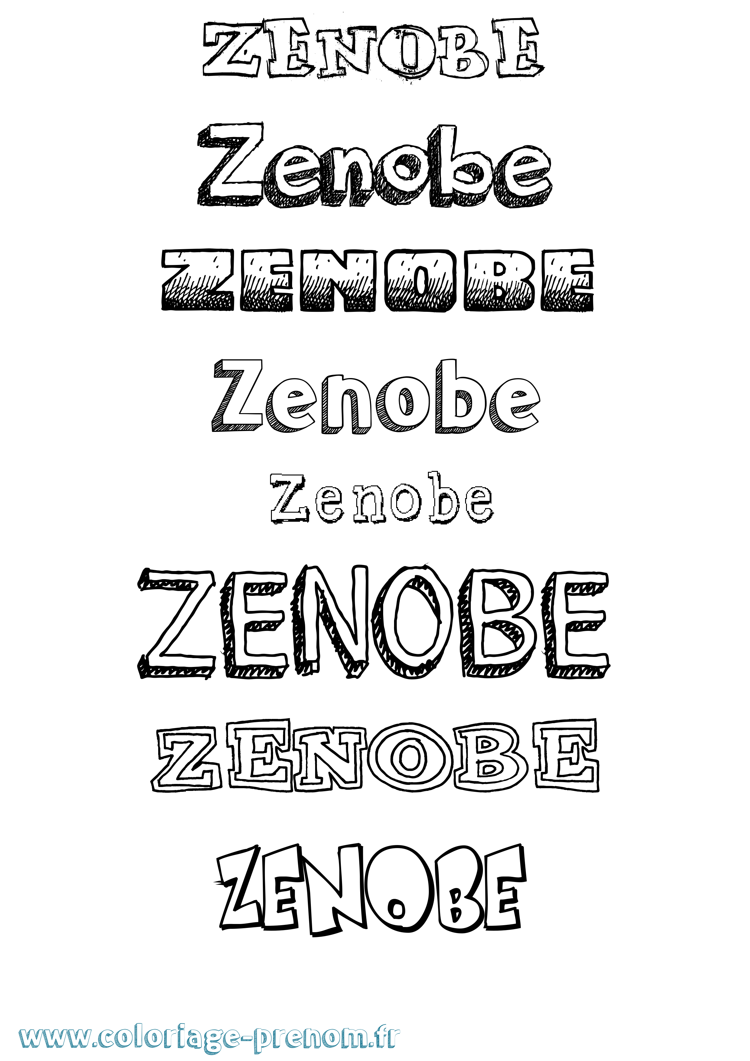 Coloriage Zenobe Dessiné Coloriage prénom Zenobe Dessiné