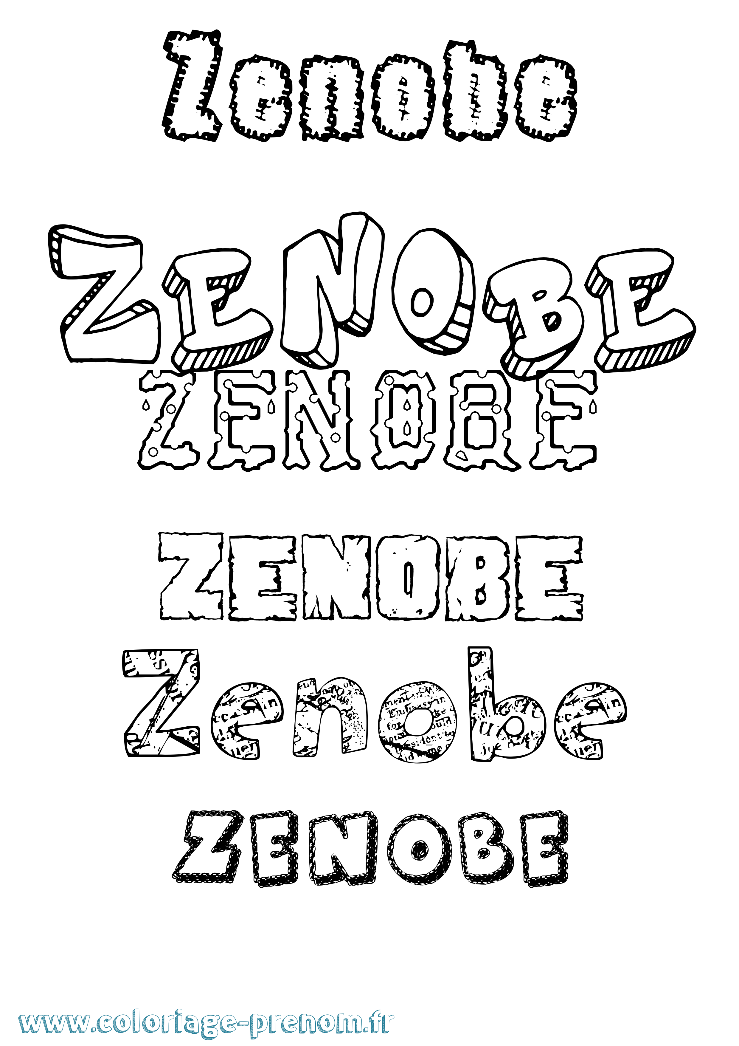 Coloriage Zenobe Destructuré Coloriage prénom Zenobe Destructuré
