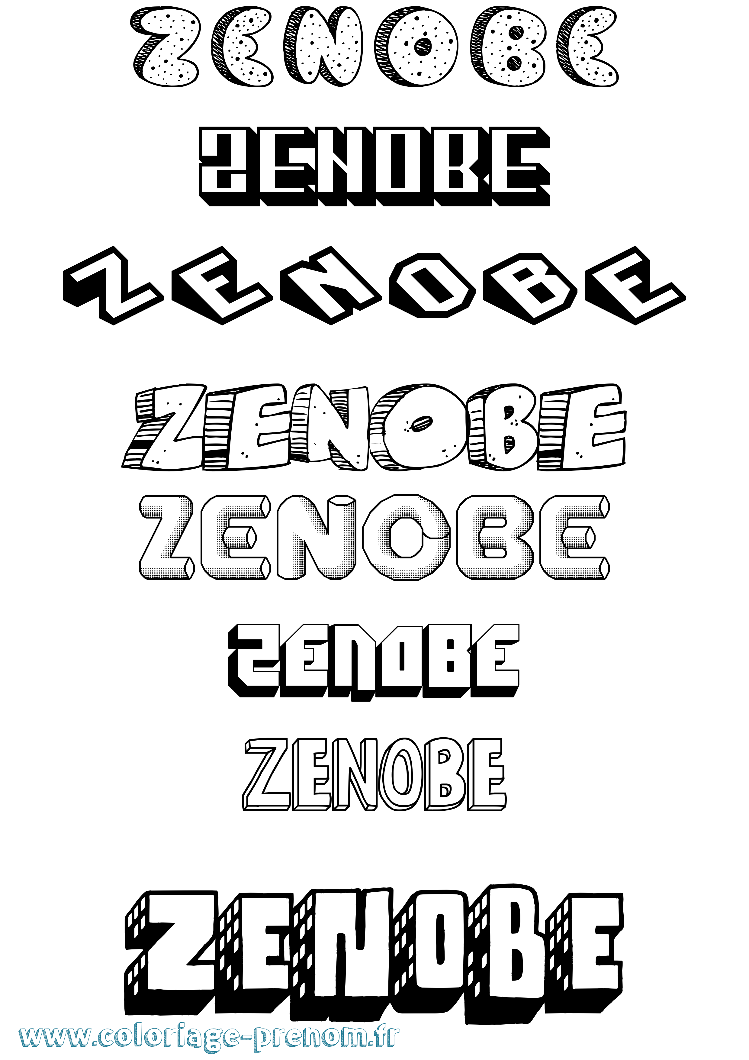 Coloriage Zenobe Effet 3D Coloriage prénom Zenobe Effet 3D