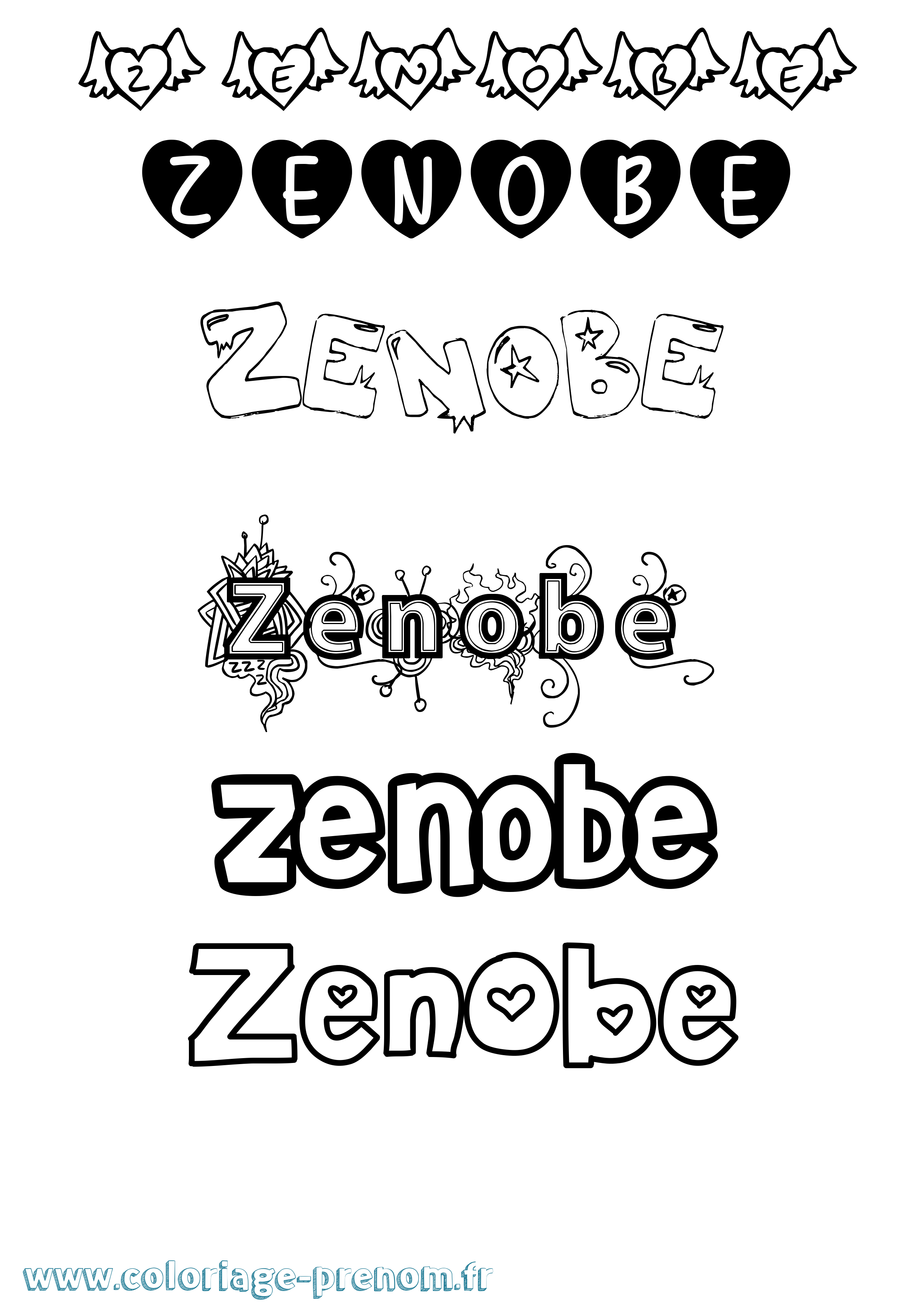 Coloriage Zenobe Girly Coloriage prénom Zenobe Girly