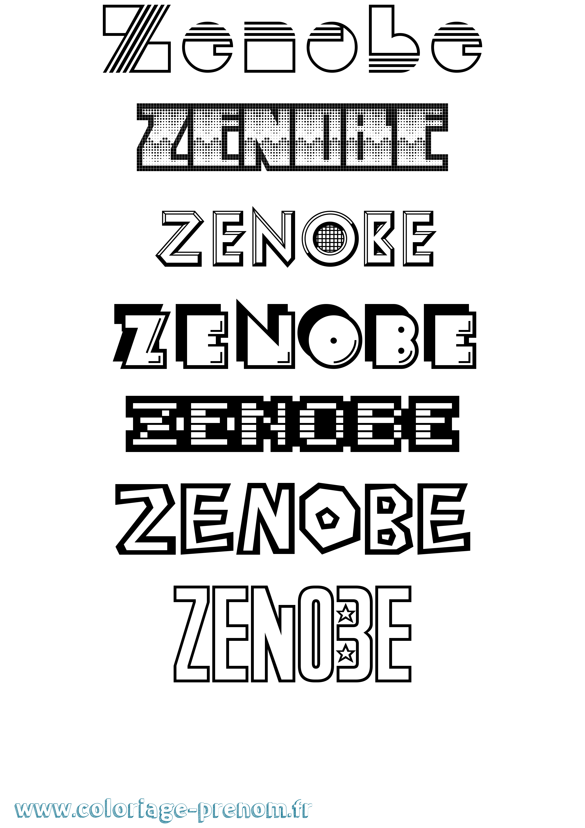 Coloriage Zenobe Jeux Vidéos Coloriage prénom Zenobe Jeux Vidéos