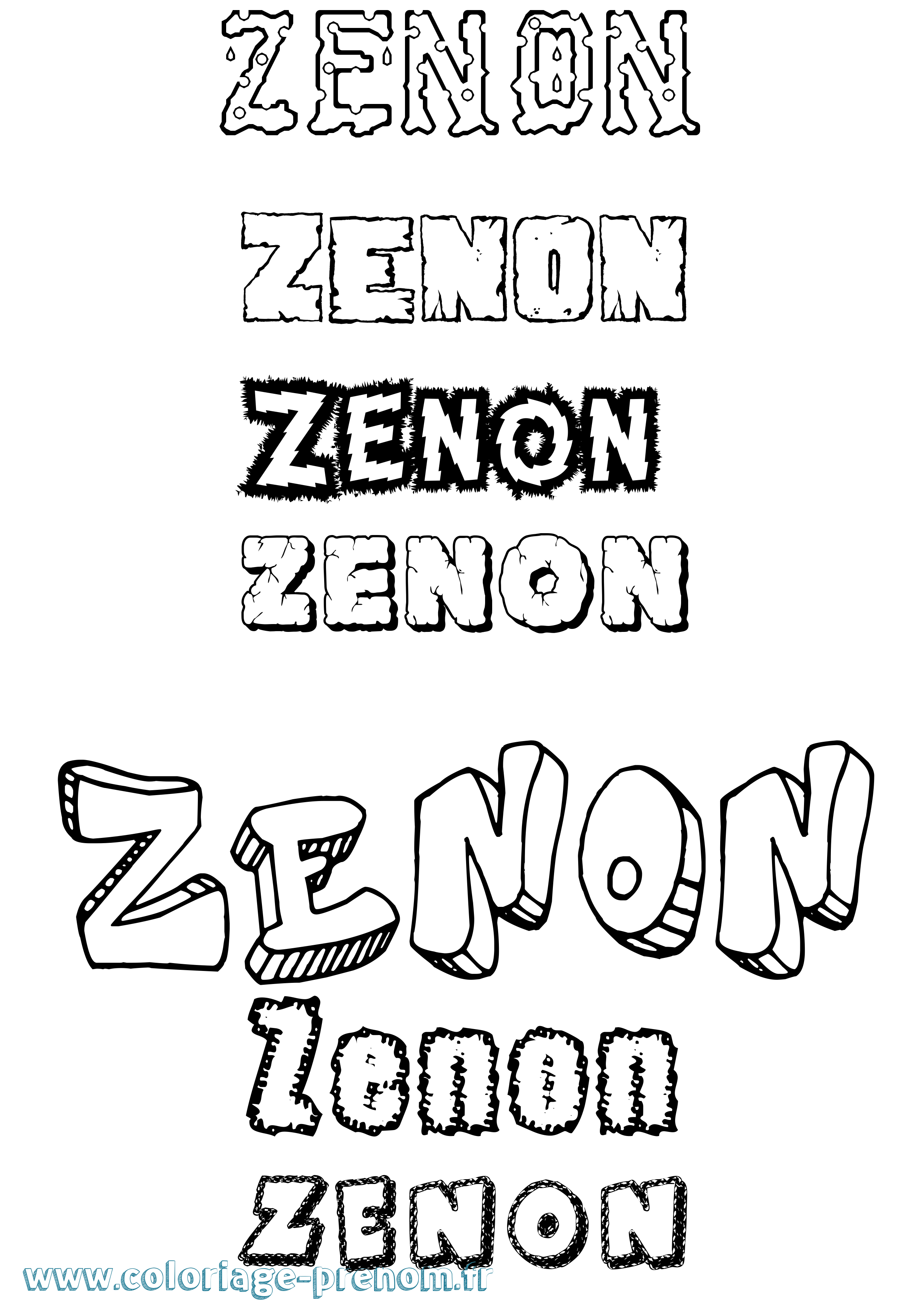 Coloriage Zenon Destructuré Coloriage prénom Zenon Destructuré