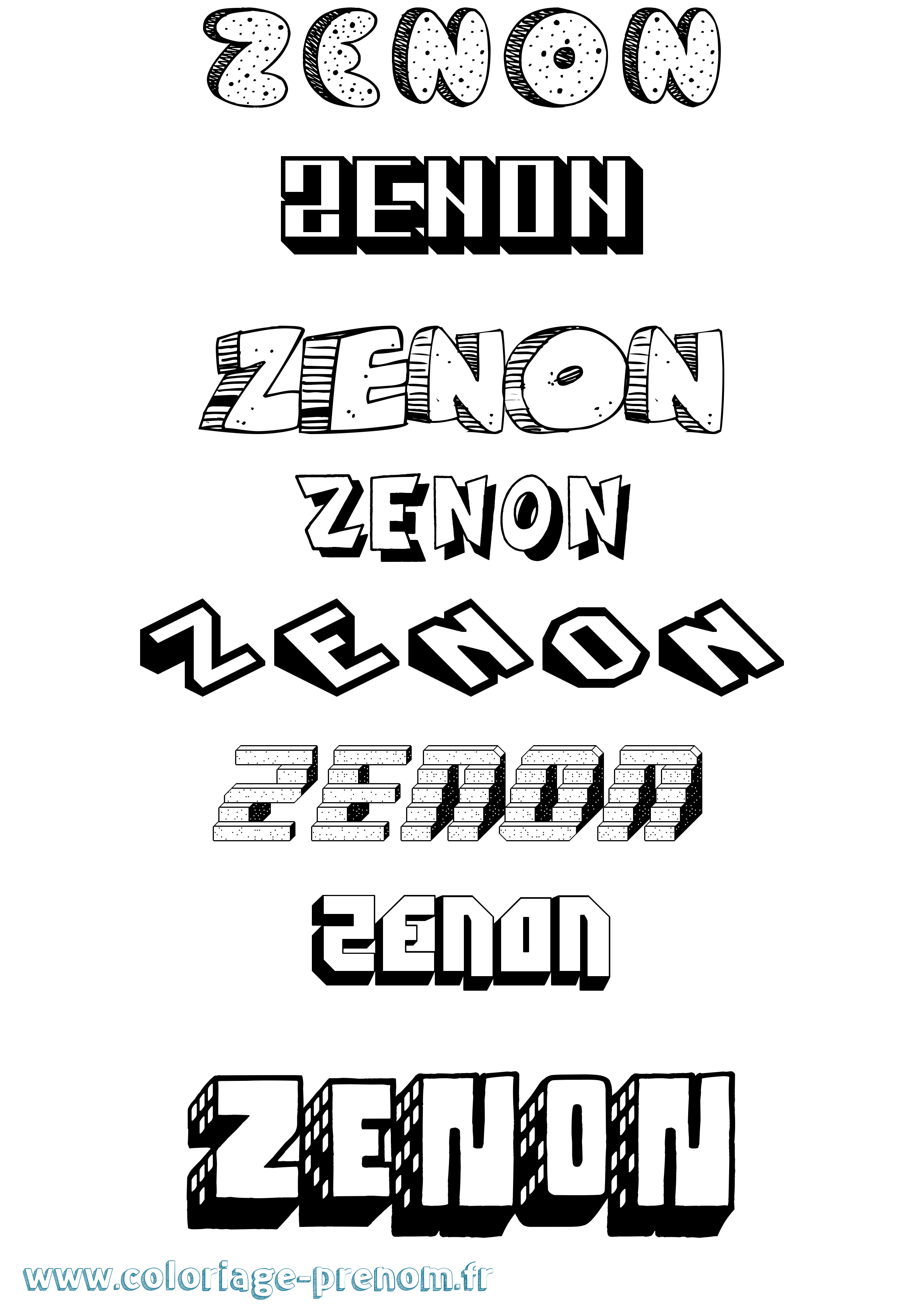 Coloriage Zenon Effet 3D Coloriage prénom Zenon Effet 3D