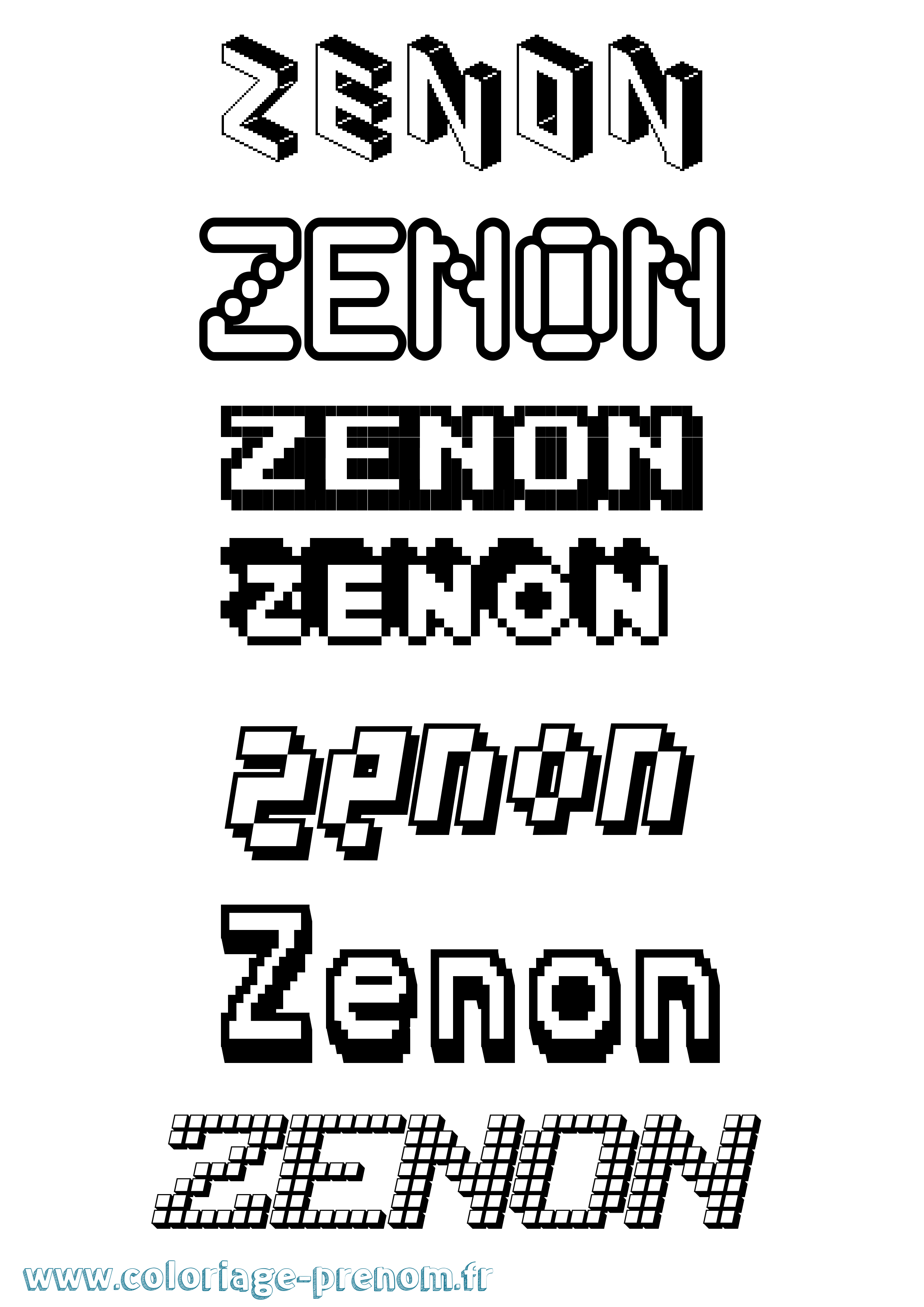 Coloriage Zenon Pixel Coloriage prénom Zenon Pixel