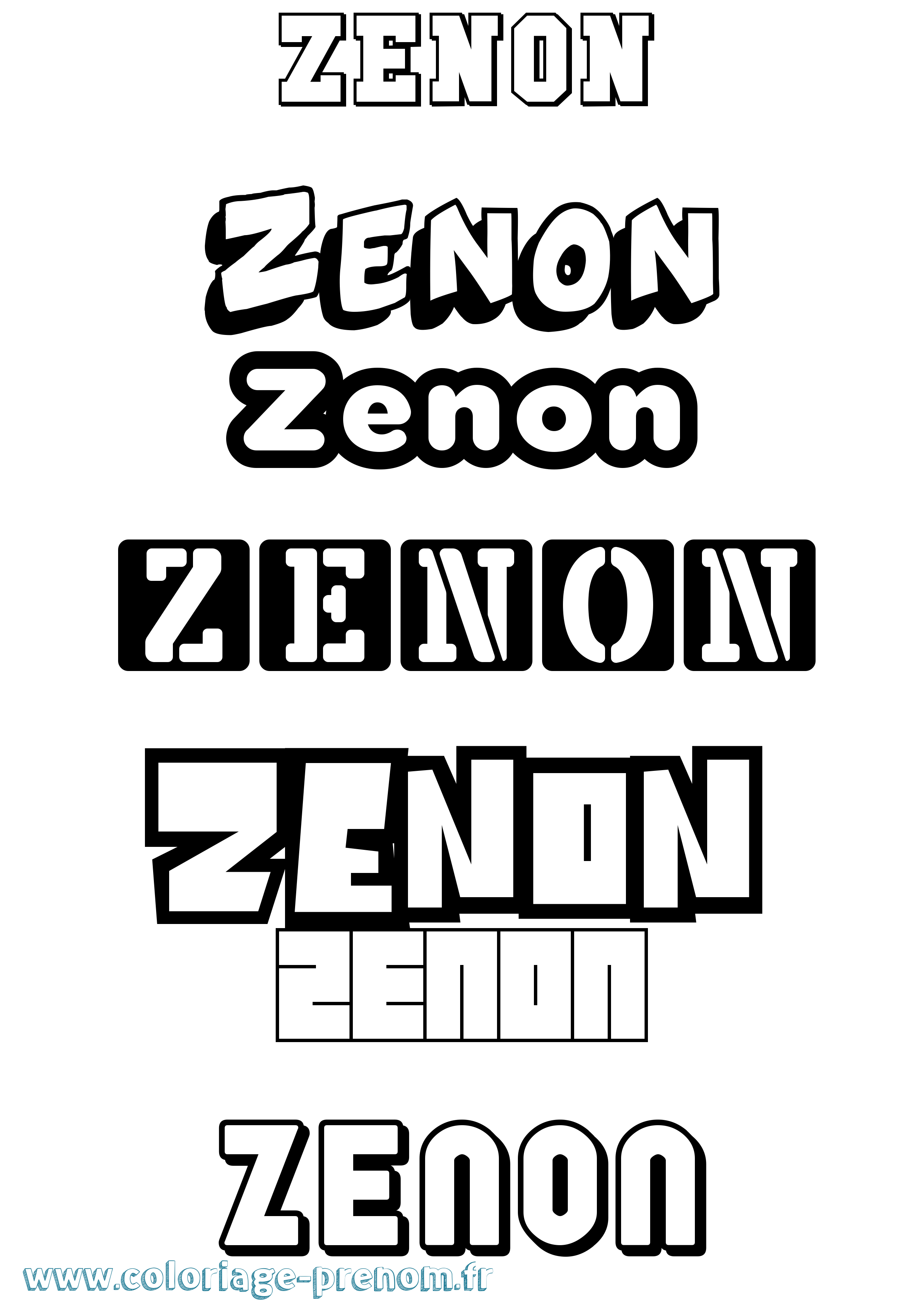 Coloriage Zenon Simple Coloriage prénom Zenon Simple