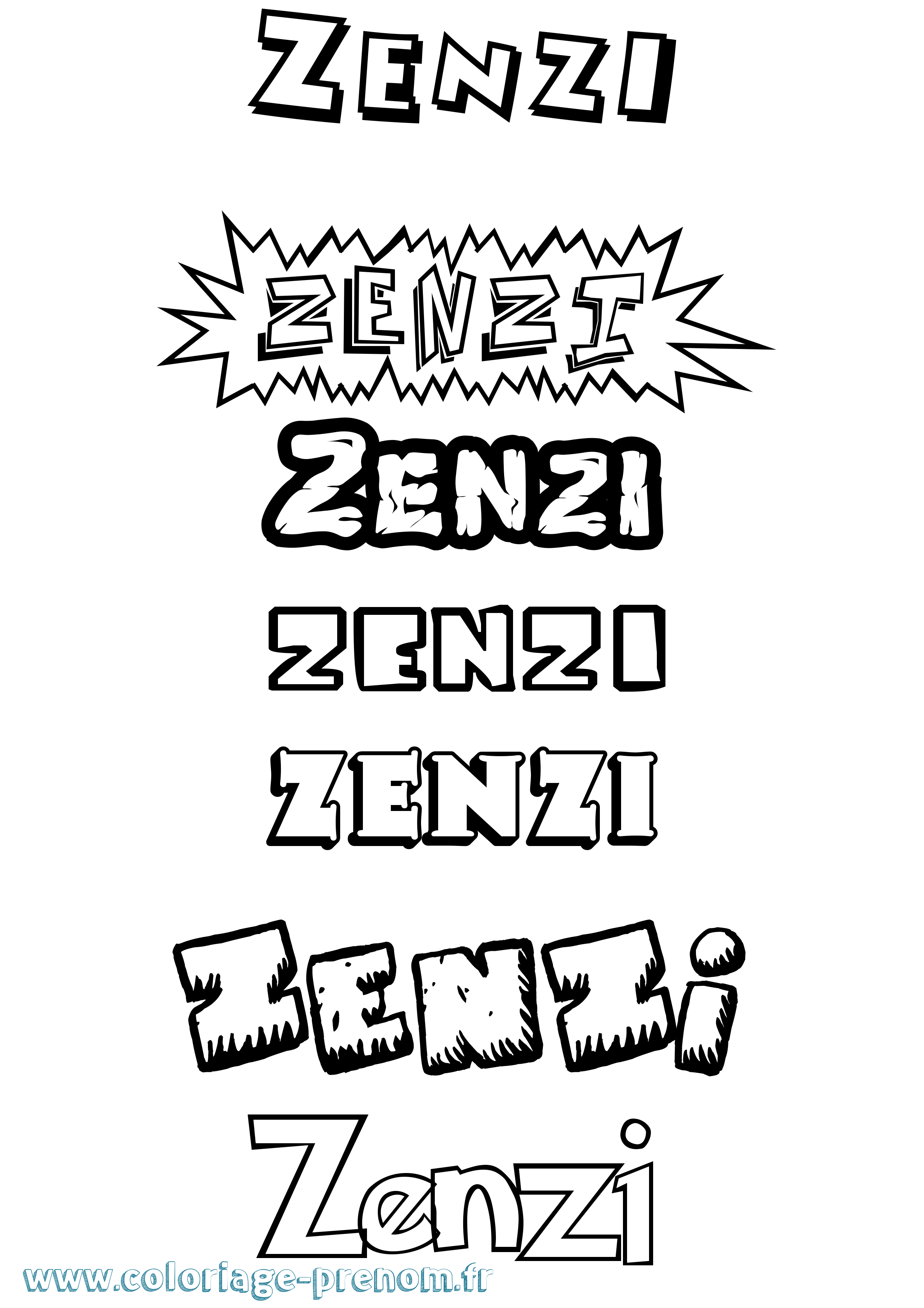 Coloriage Zenzi Dessin Animé Coloriage prénom Zenzi Dessin Animé
