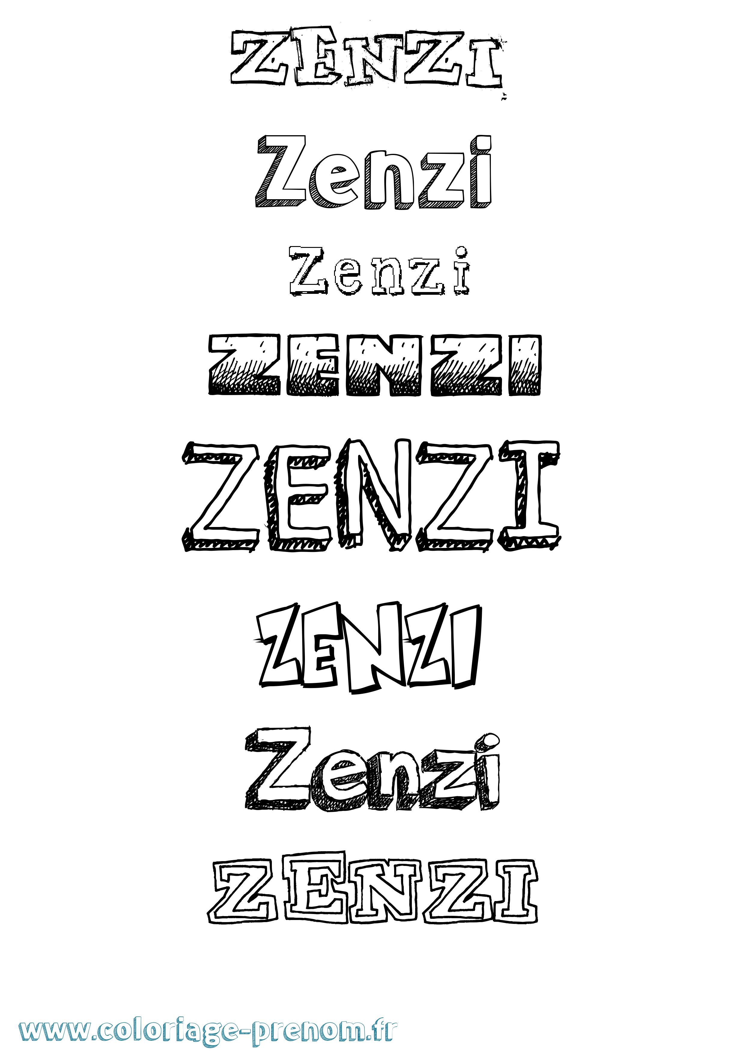 Coloriage Zenzi Dessiné Coloriage prénom Zenzi Dessiné