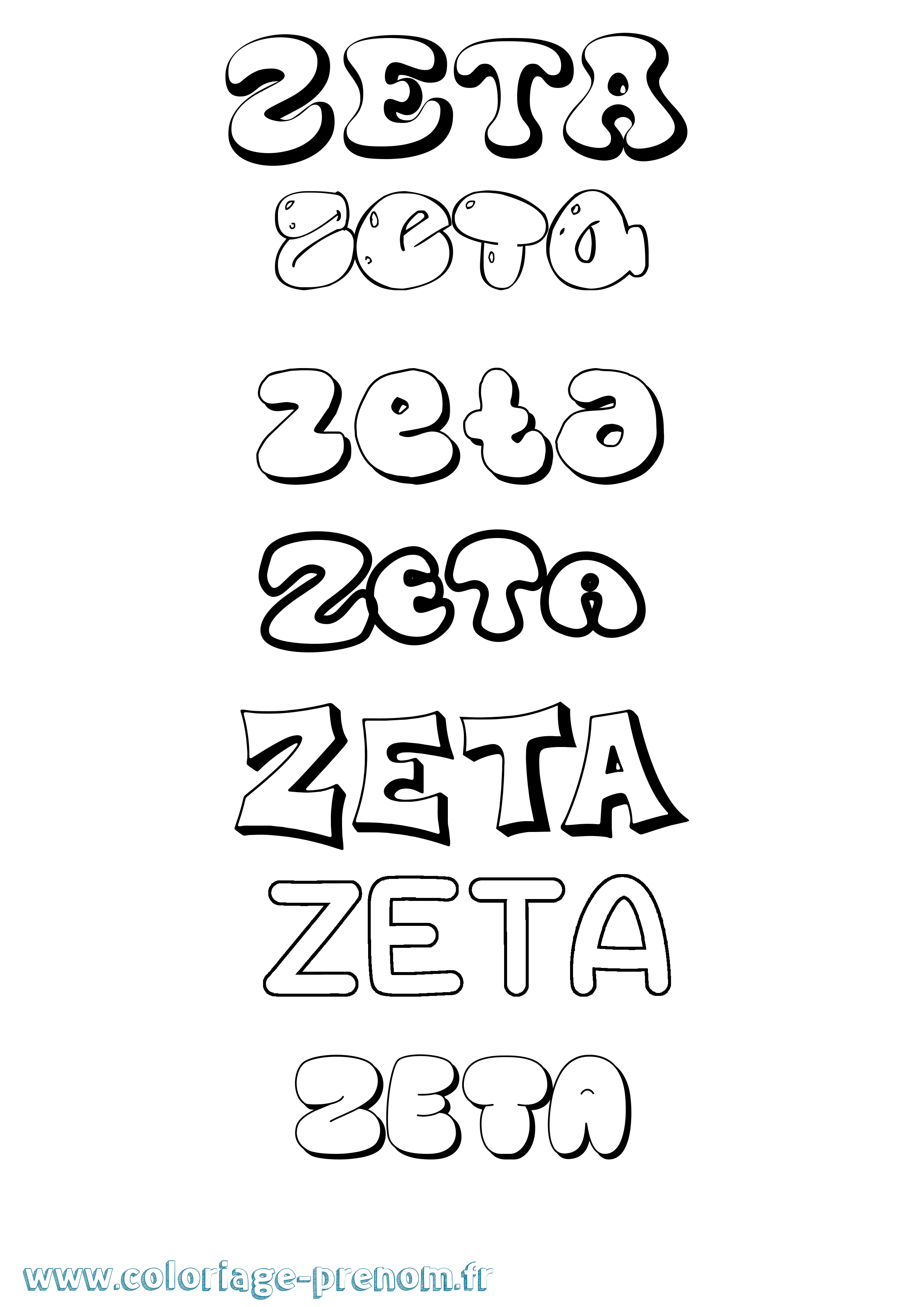 Coloriage Zeta Bubble Coloriage prénom Zeta Bubble