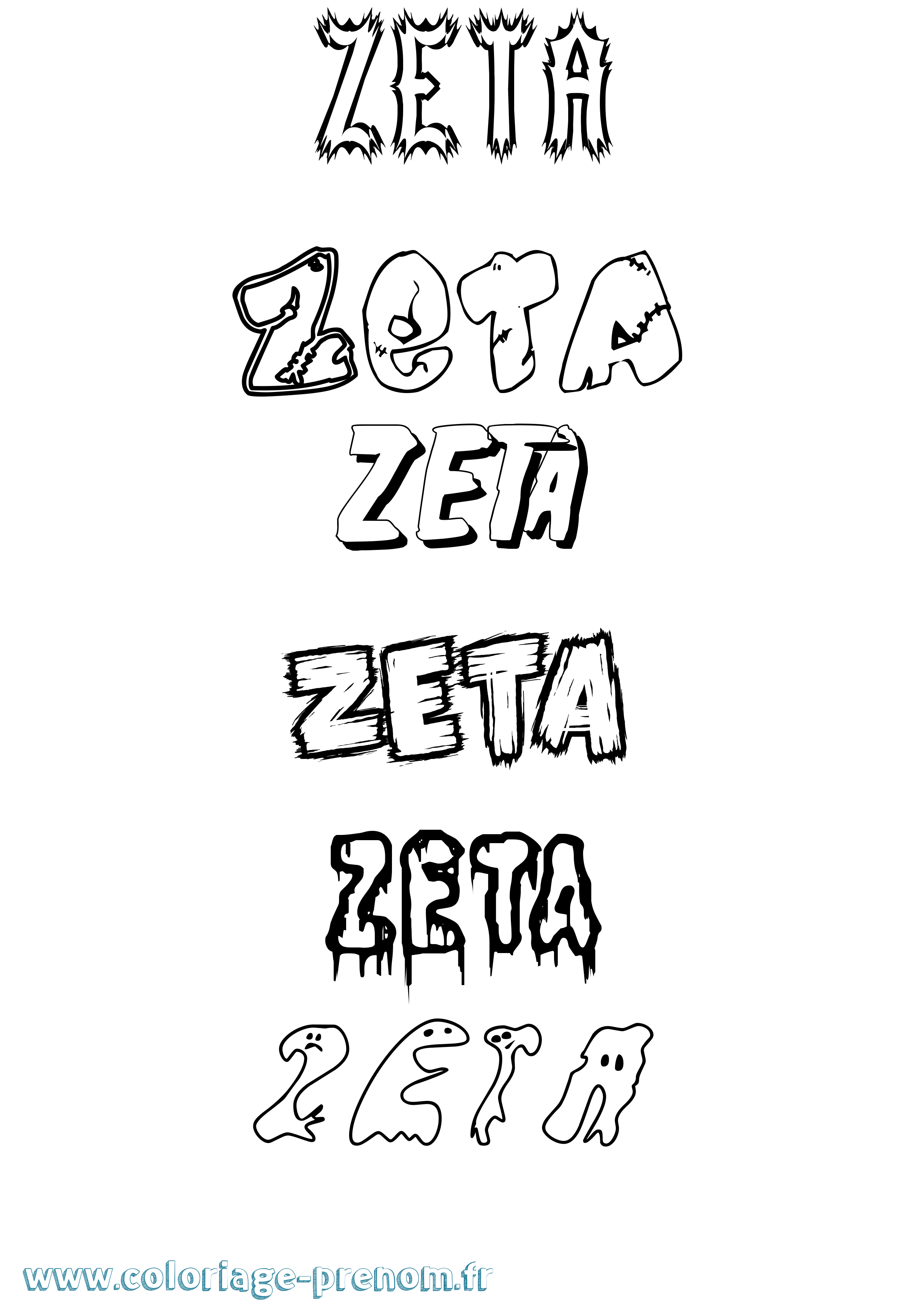 Coloriage Zeta Frisson Coloriage prénom Zeta Frisson