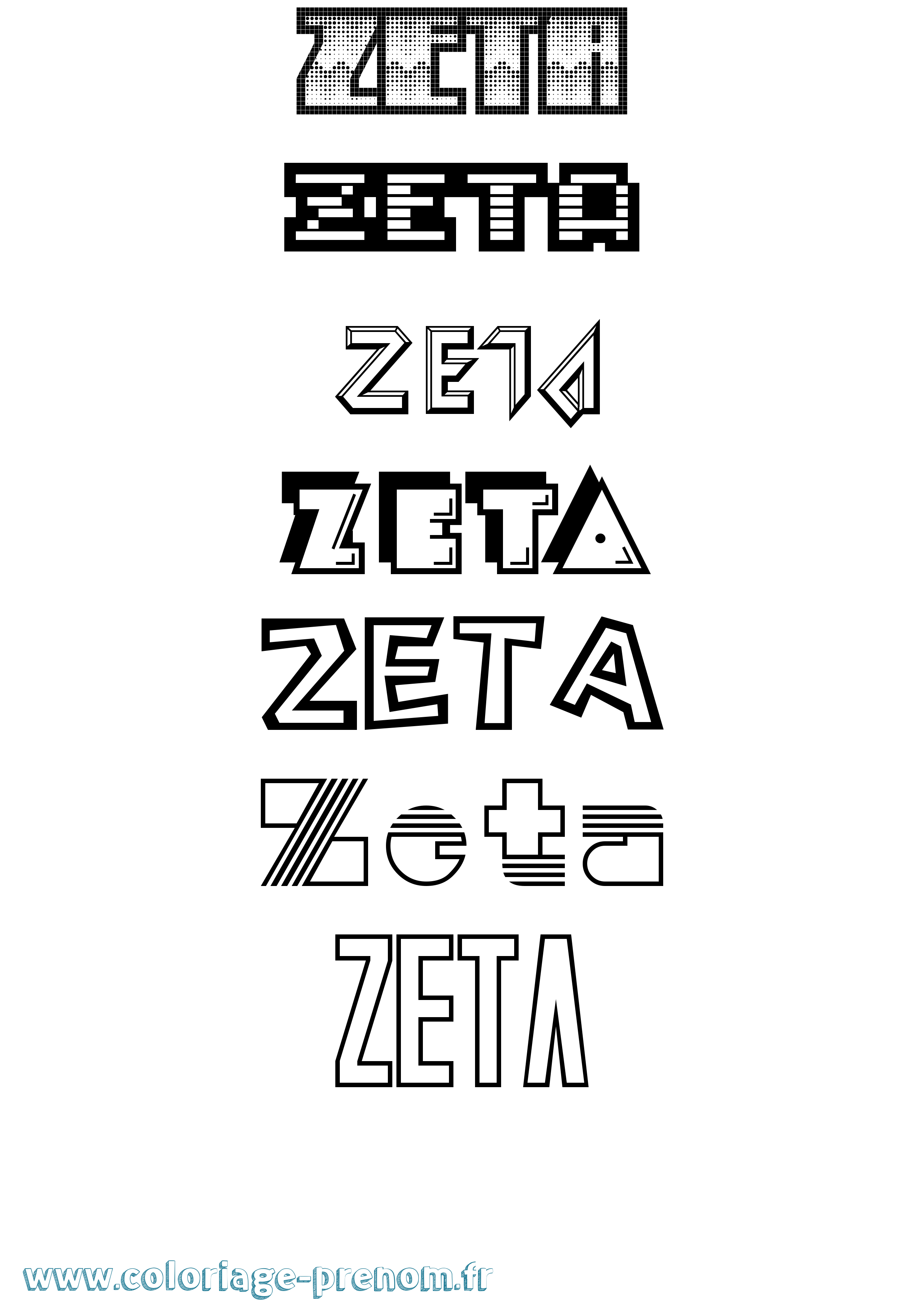 Coloriage Zeta Jeux Vidéos Coloriage prénom Zeta Jeux Vidéos