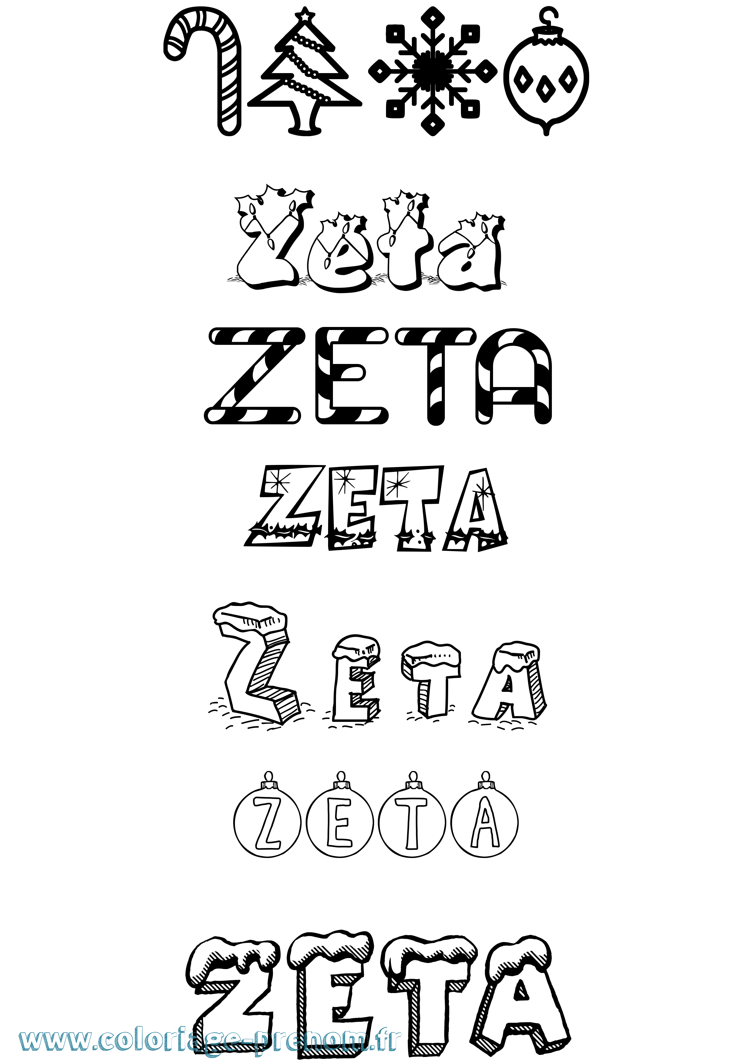 Coloriage Zeta Noël Coloriage prénom Zeta Noël