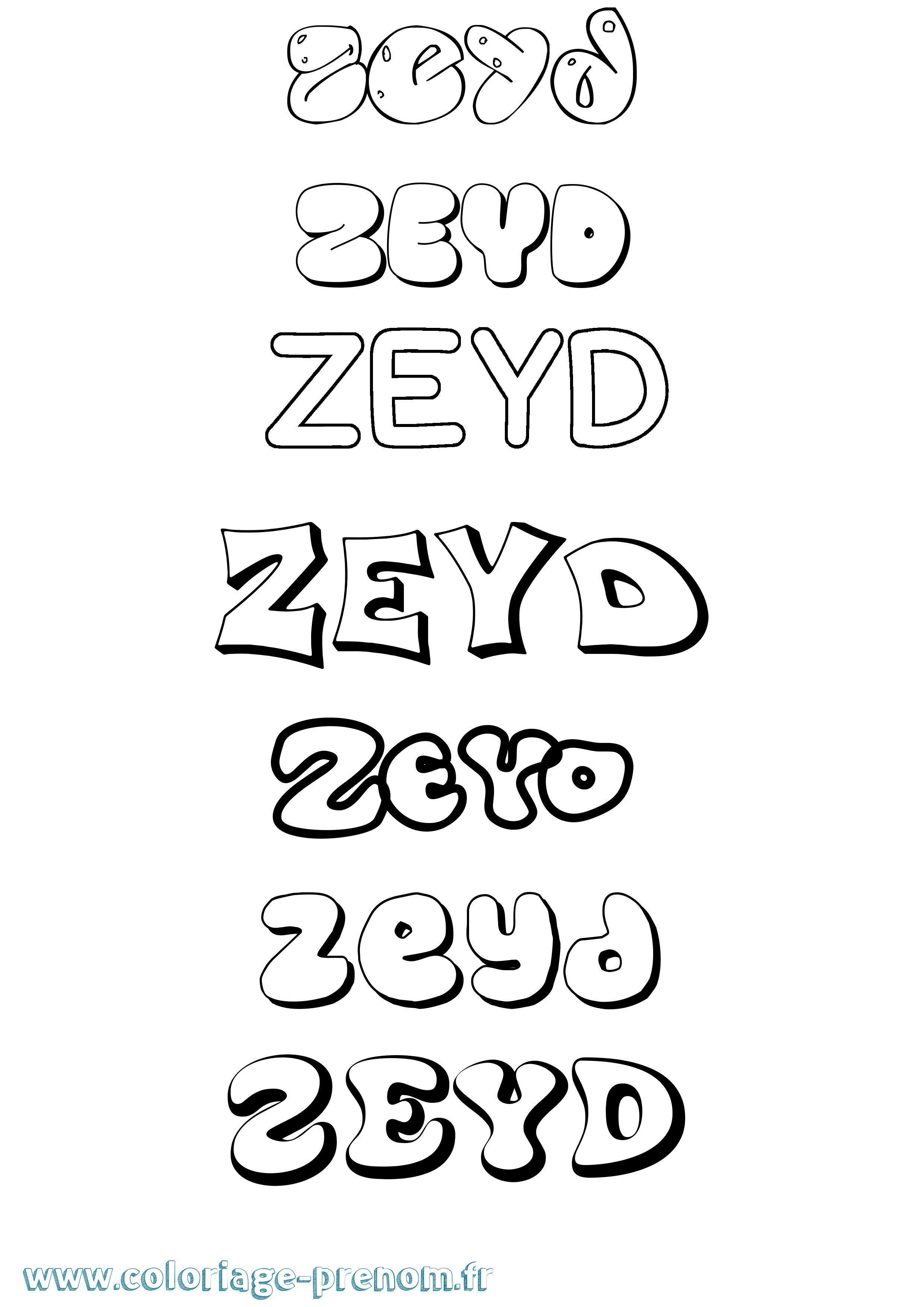 Coloriage Zeyd Bubble Coloriage prénom Zeyd Bubble