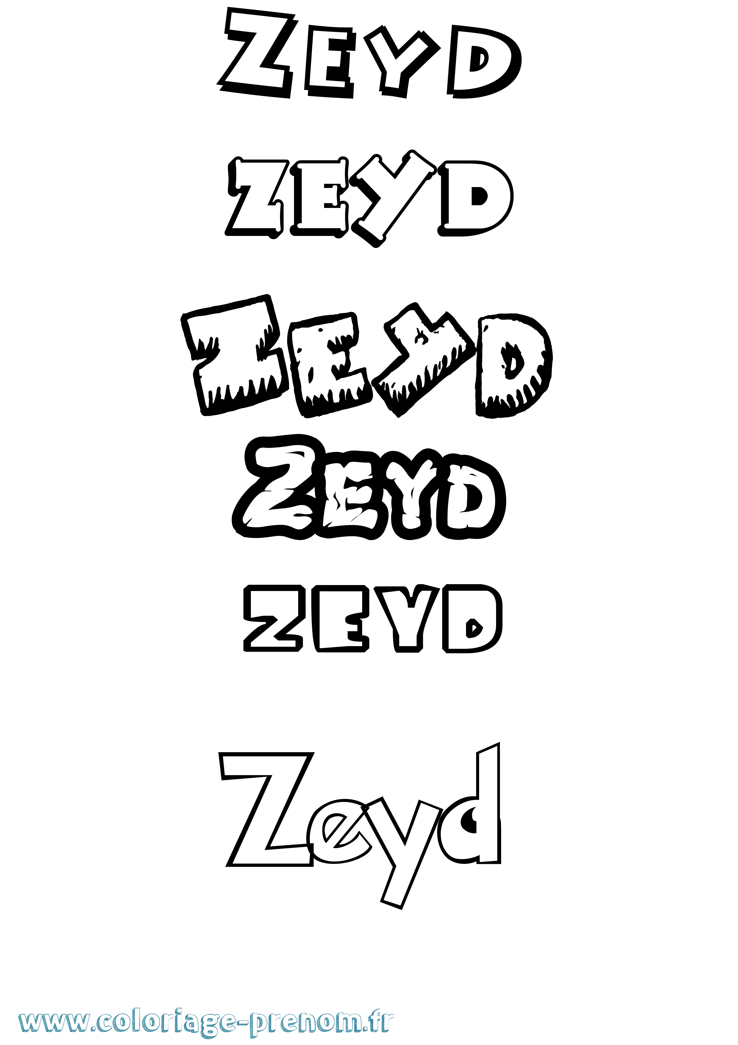 Coloriage Zeyd Dessin Animé Coloriage prénom Zeyd Dessin Animé