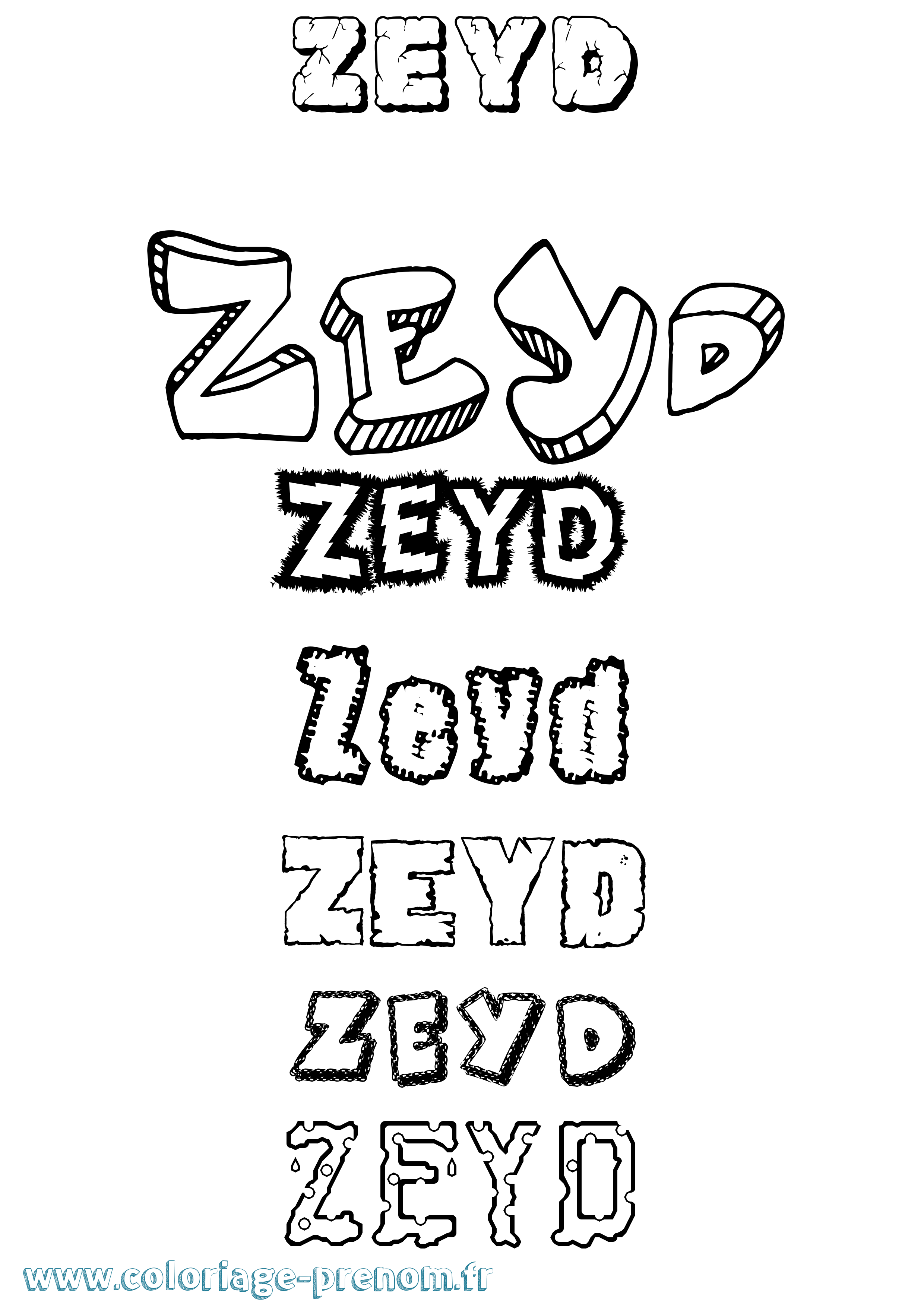 Coloriage Zeyd Destructuré Coloriage prénom Zeyd Destructuré