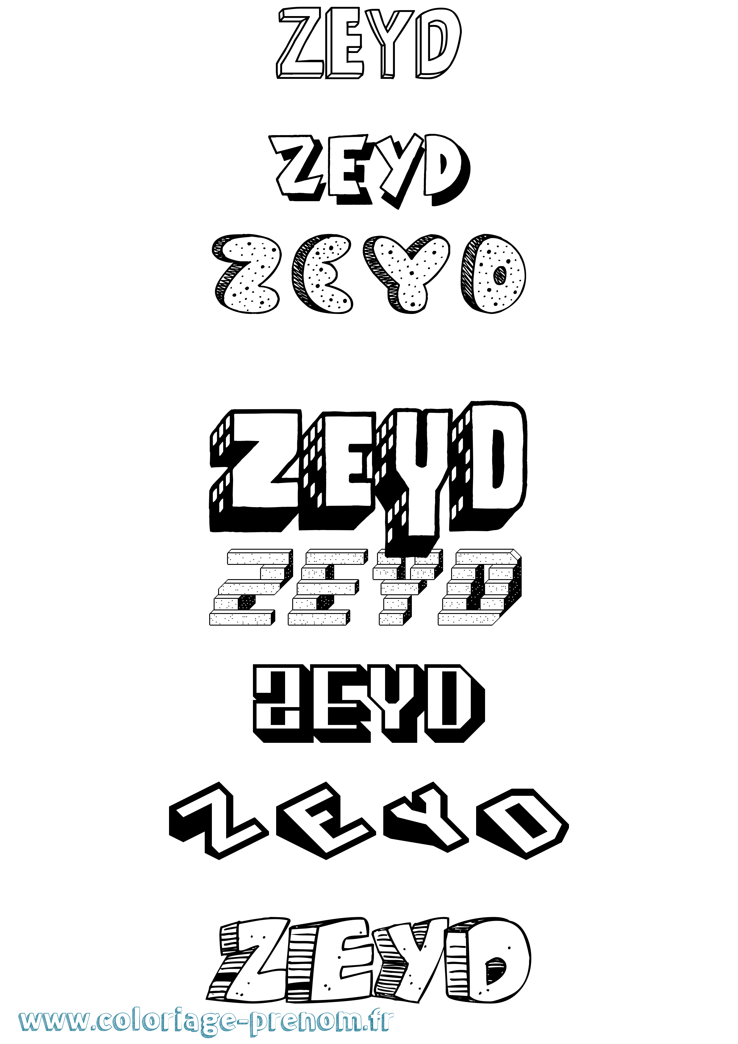Coloriage Zeyd Effet 3D Coloriage prénom Zeyd Effet 3D