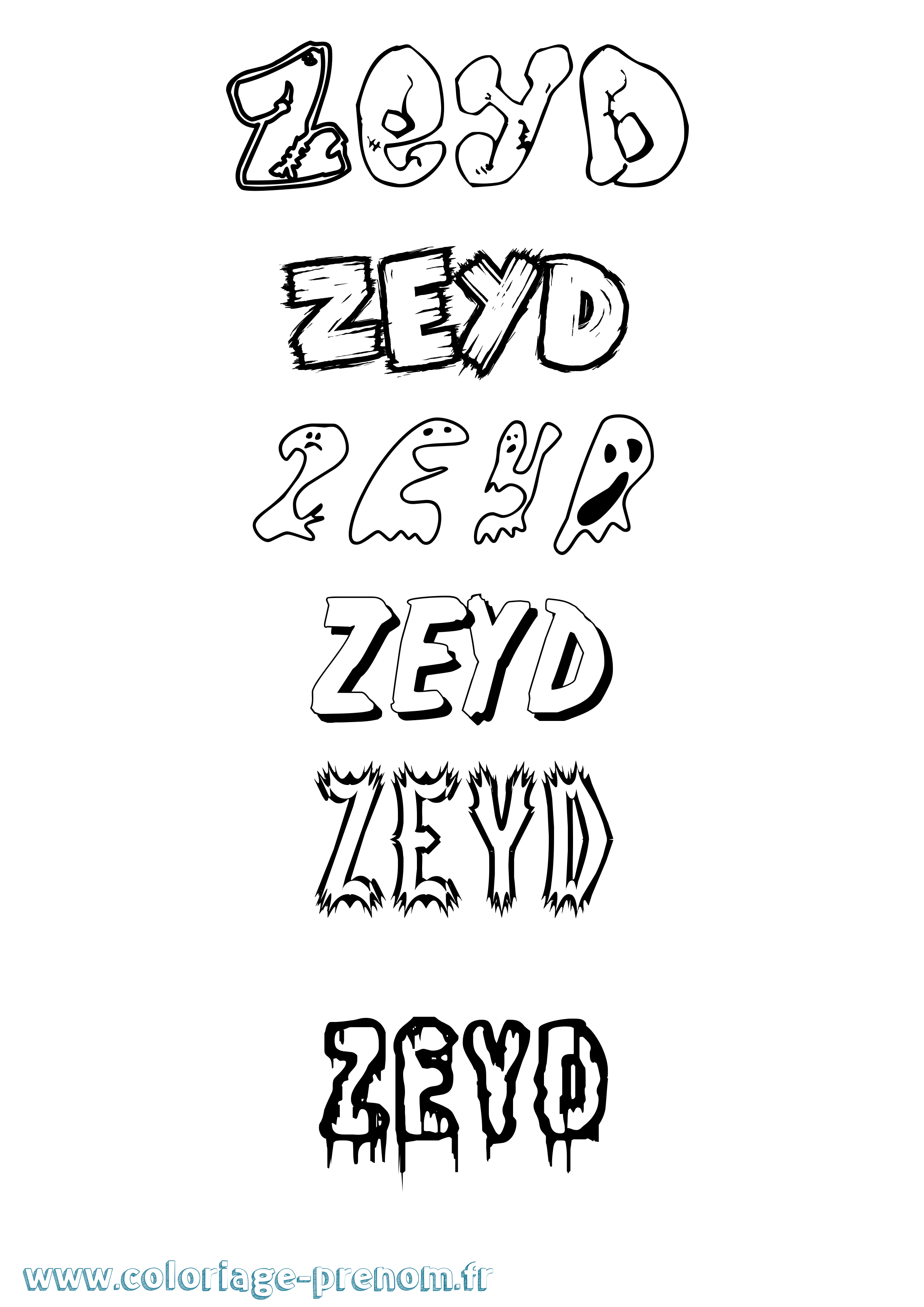 Coloriage Zeyd Frisson Coloriage prénom Zeyd Frisson