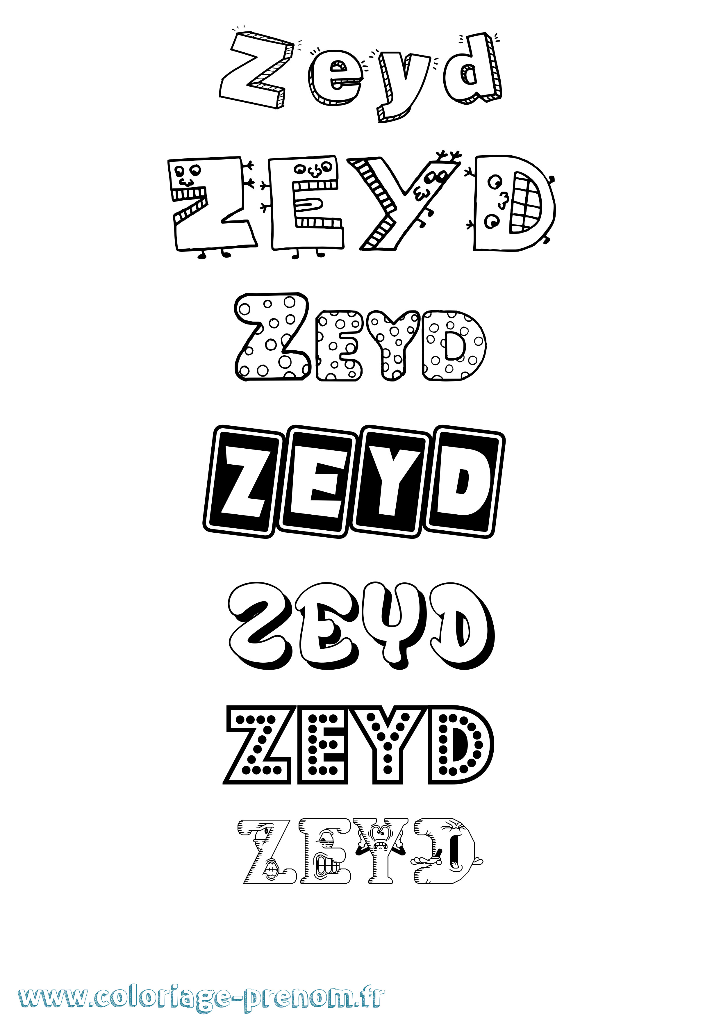 Coloriage Zeyd Fun Coloriage prénom Zeyd Fun