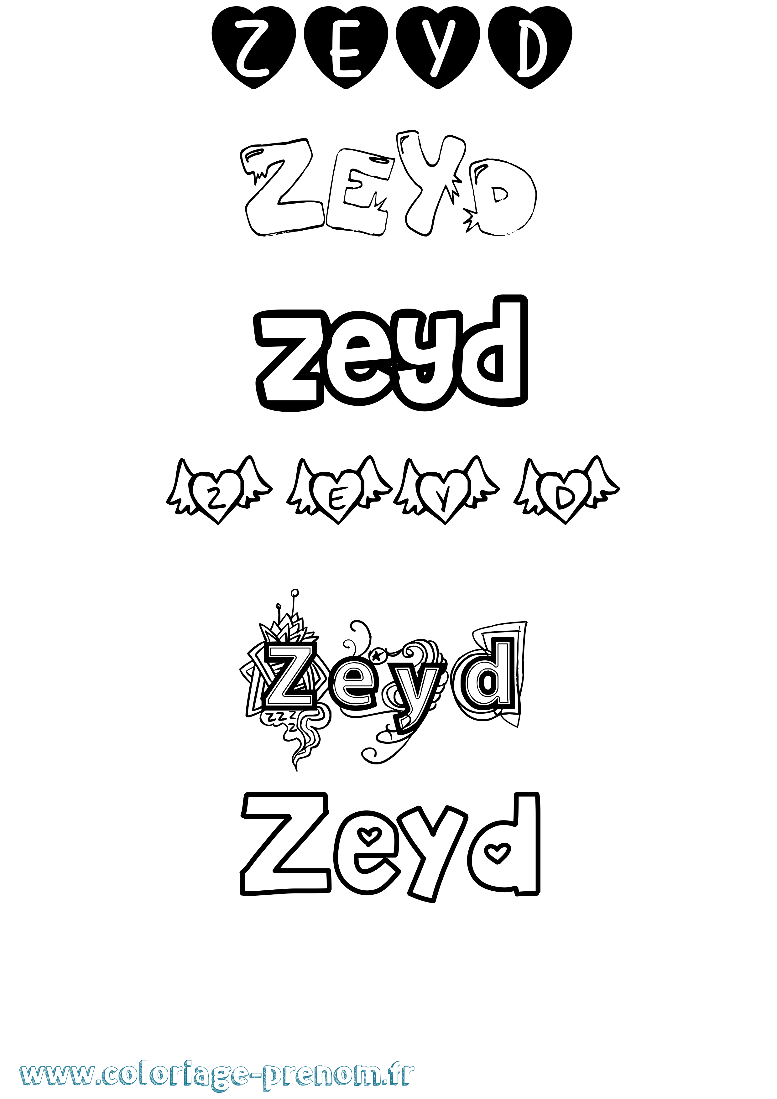 Coloriage Zeyd Girly Coloriage prénom Zeyd Girly