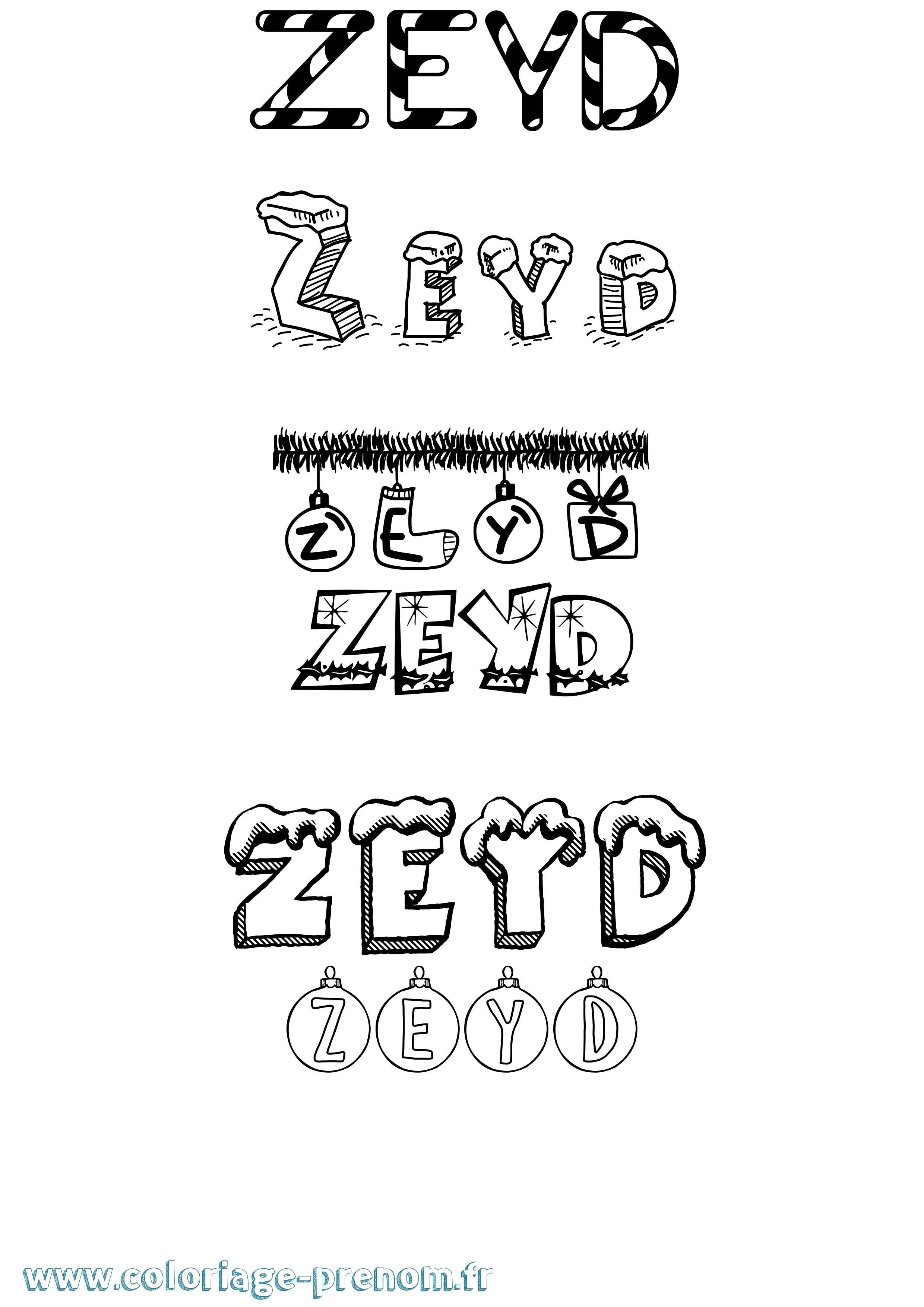 Coloriage Zeyd Noël Coloriage prénom Zeyd Noël