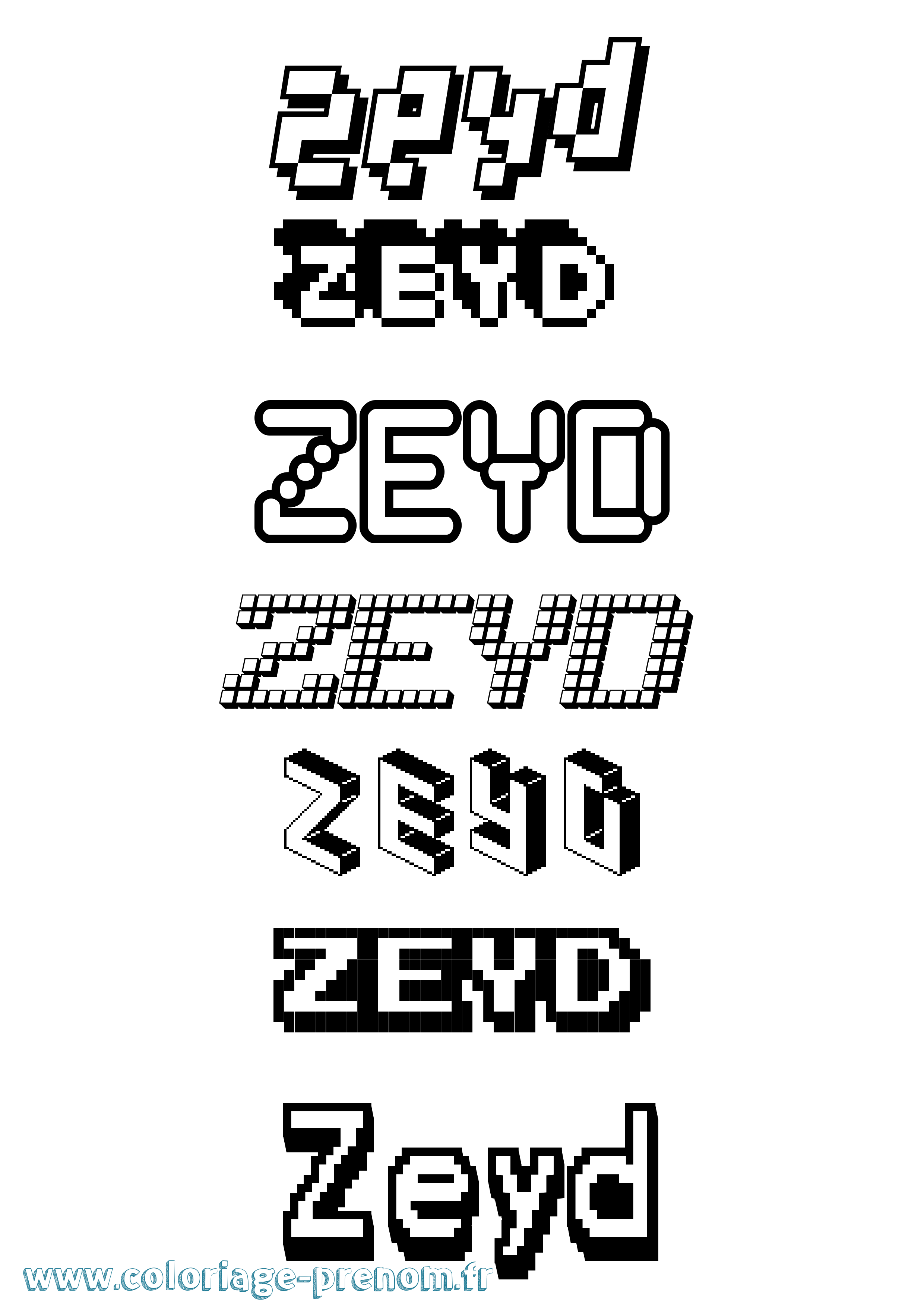 Coloriage Zeyd Pixel Coloriage prénom Zeyd Pixel