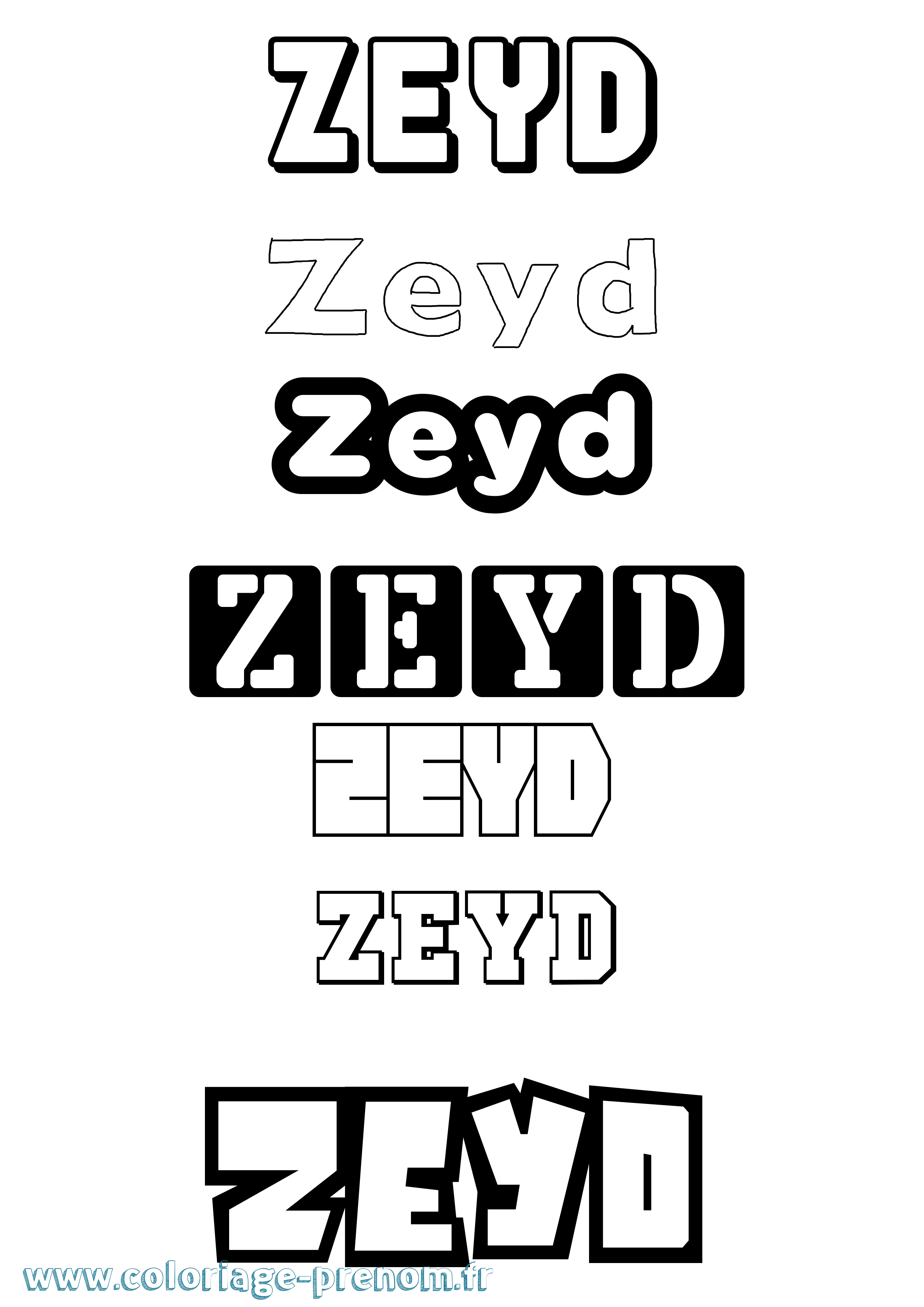 Coloriage Zeyd Simple Coloriage prénom Zeyd Simple