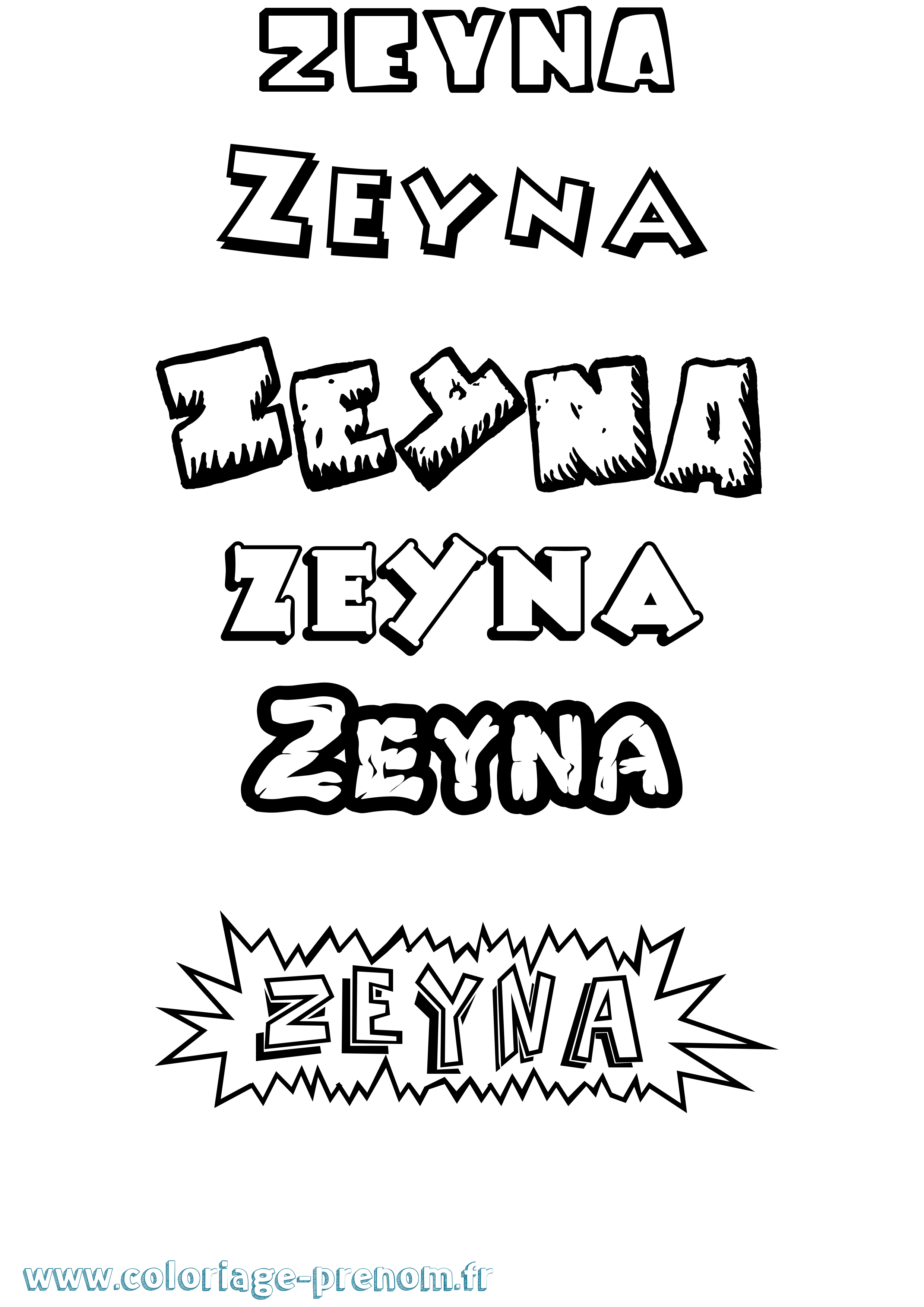 Coloriage Zeyna Dessin Animé Coloriage prénom Zeyna Dessin Animé