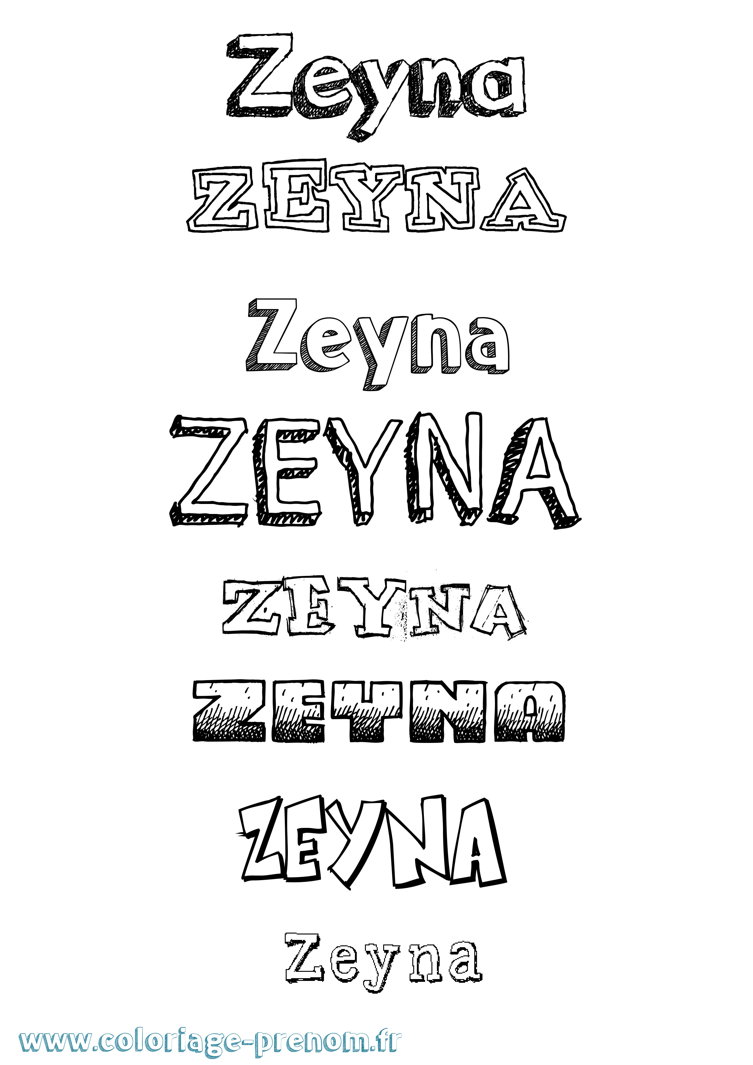Coloriage Zeyna Dessiné Coloriage prénom Zeyna Dessiné