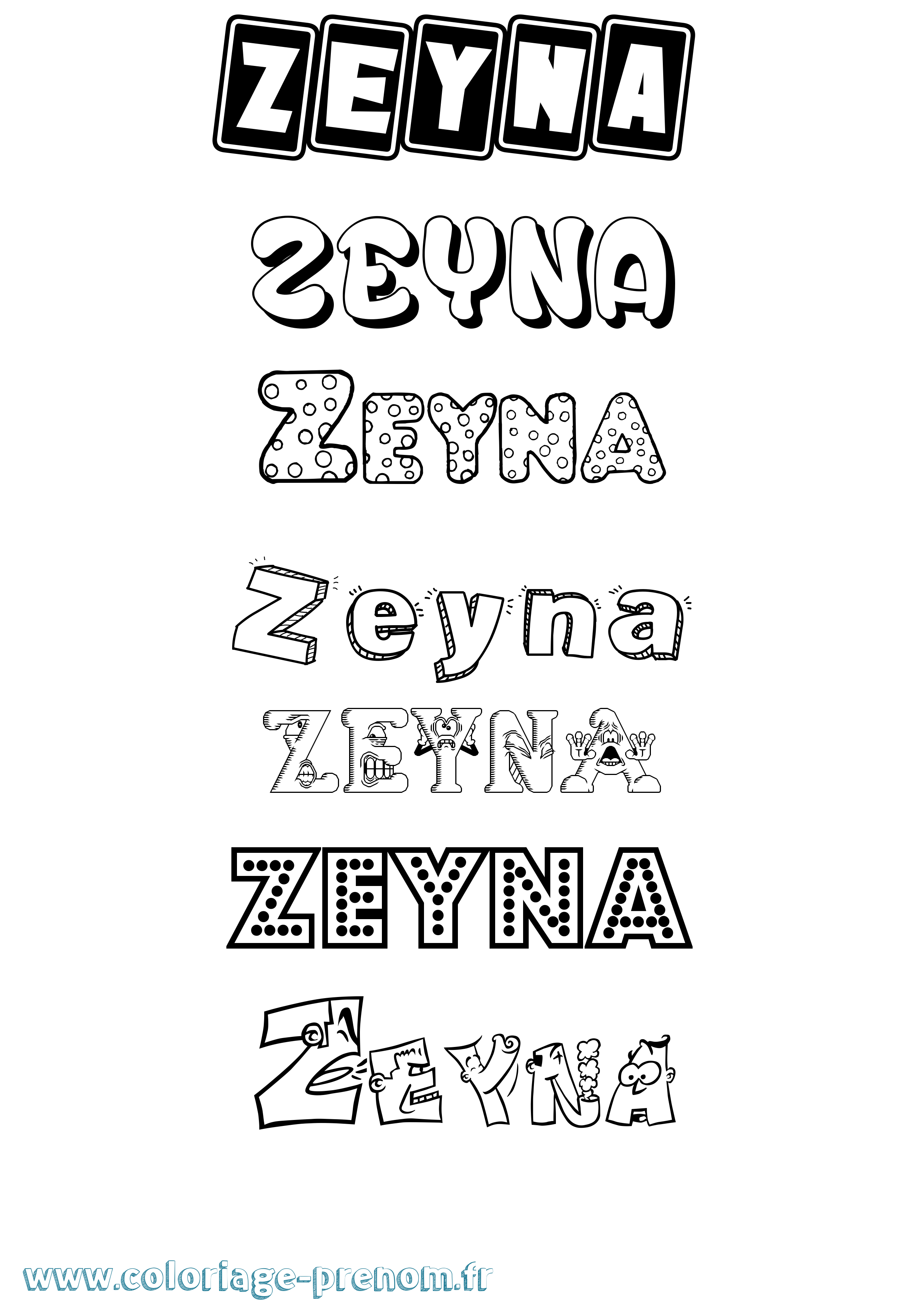 Coloriage Zeyna Fun Coloriage prénom Zeyna Fun