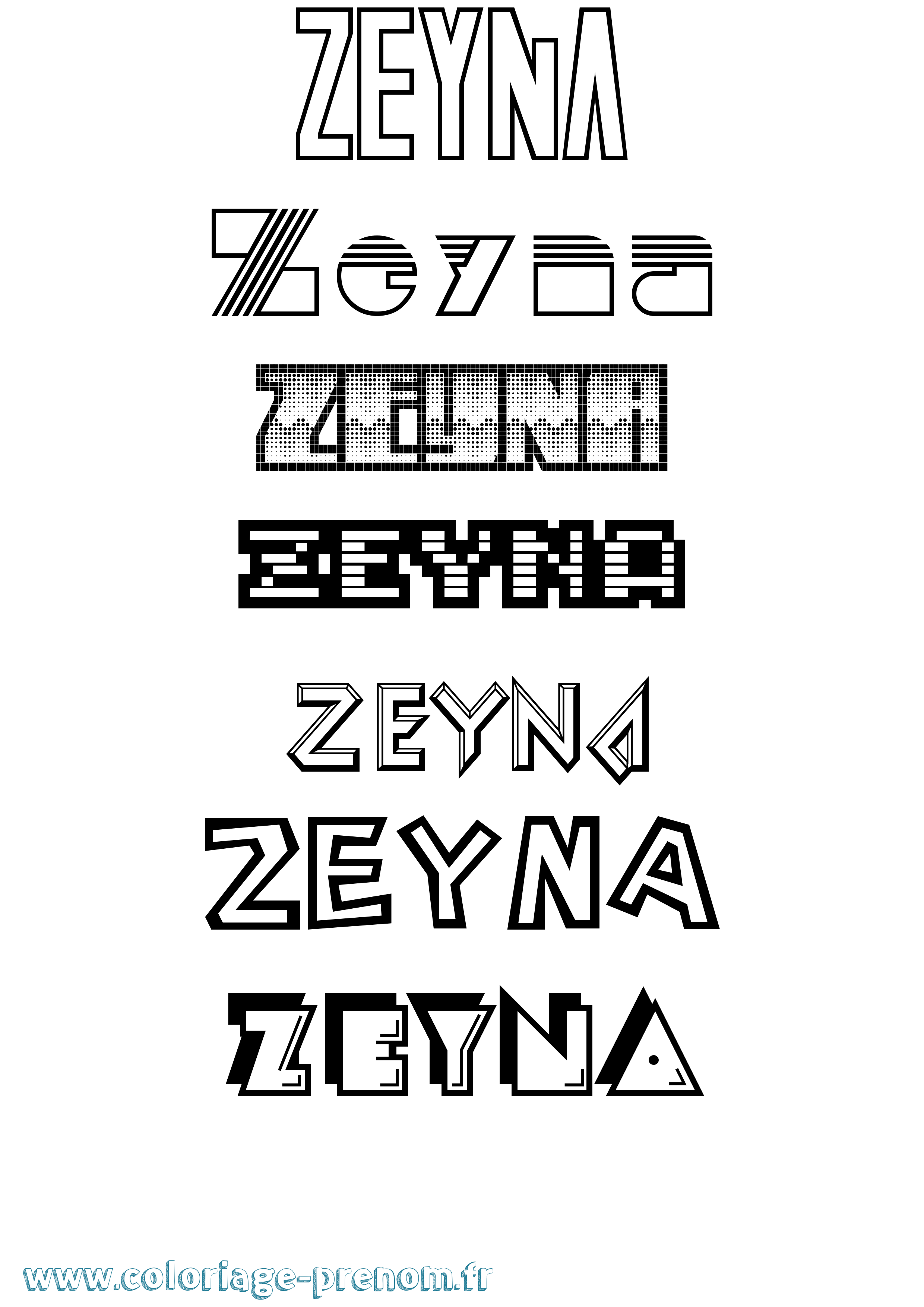 Coloriage Zeyna Jeux Vidéos Coloriage prénom Zeyna Jeux Vidéos