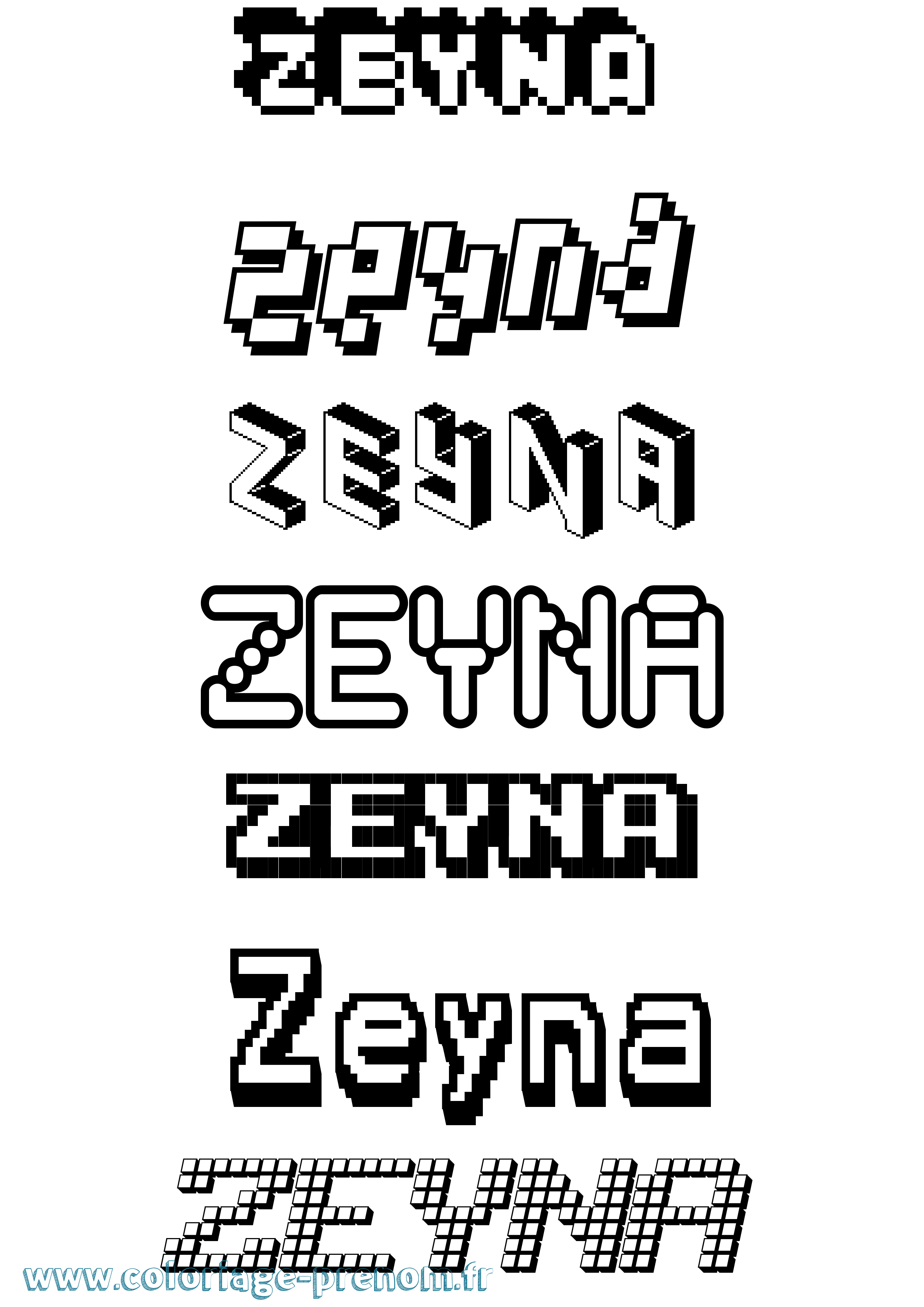 Coloriage Zeyna Pixel Coloriage prénom Zeyna Pixel