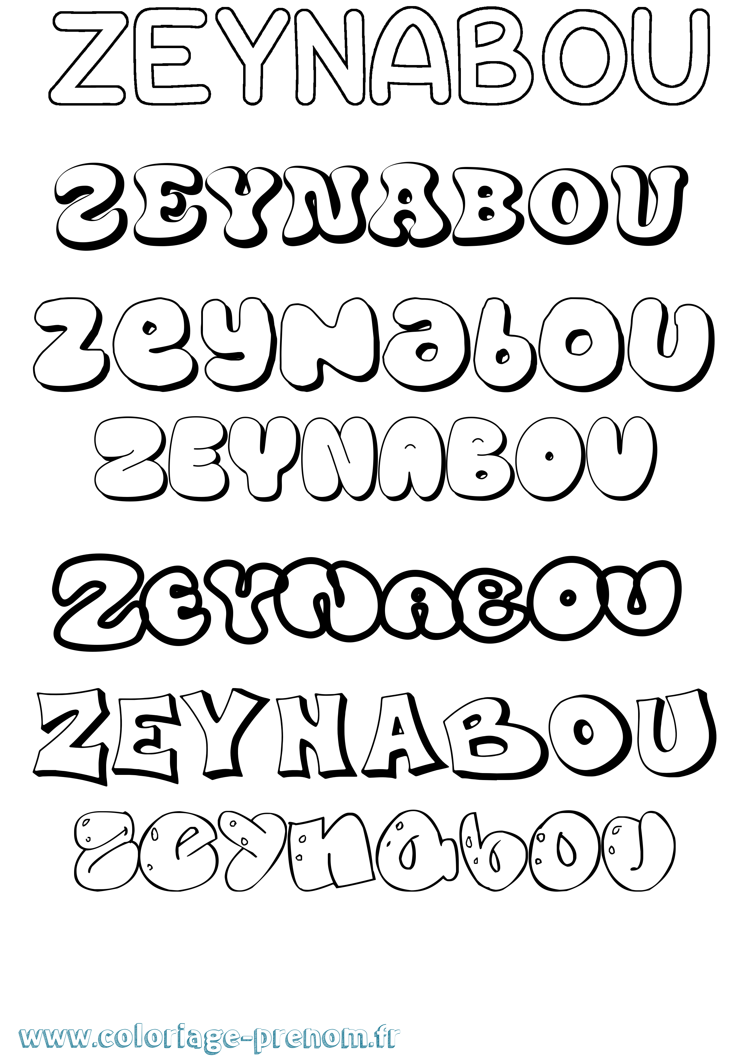 Coloriage Zeynabou Bubble Coloriage prénom Zeynabou Bubble