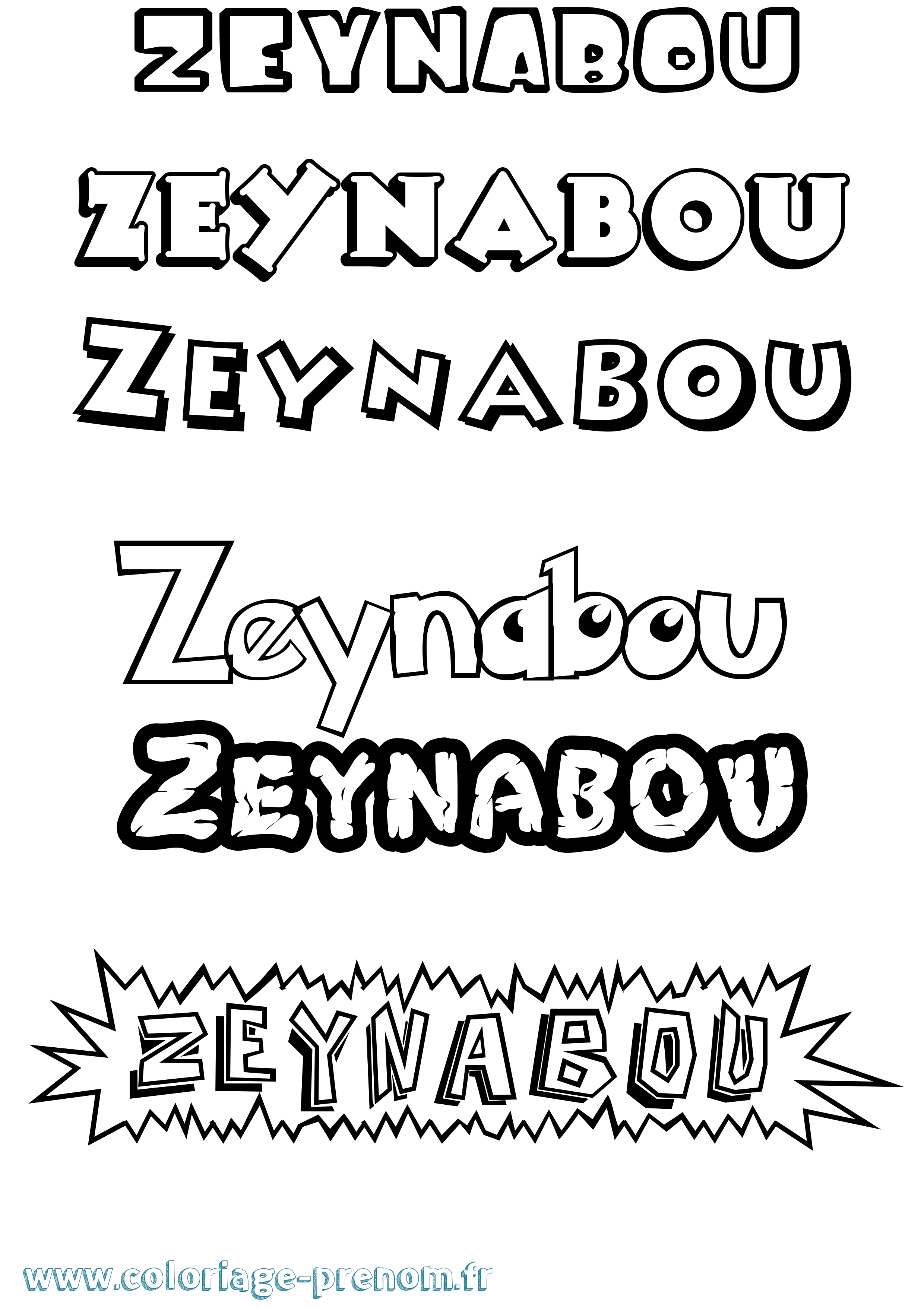 Coloriage Zeynabou Dessin Animé Coloriage prénom Zeynabou Dessin Animé