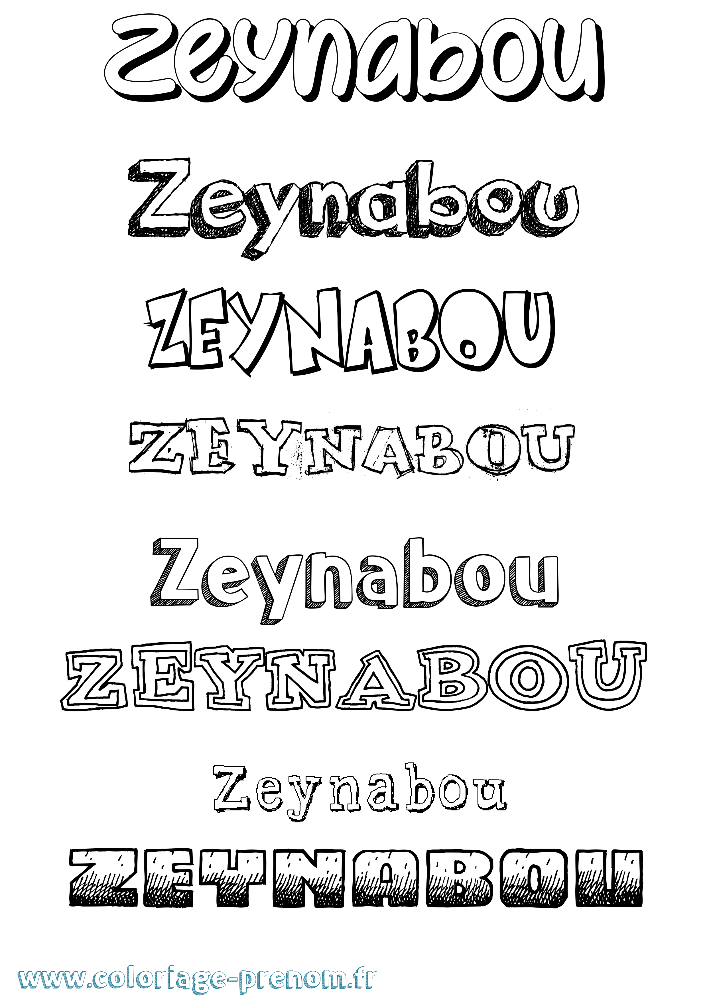 Coloriage Zeynabou Dessiné Coloriage prénom Zeynabou Dessiné