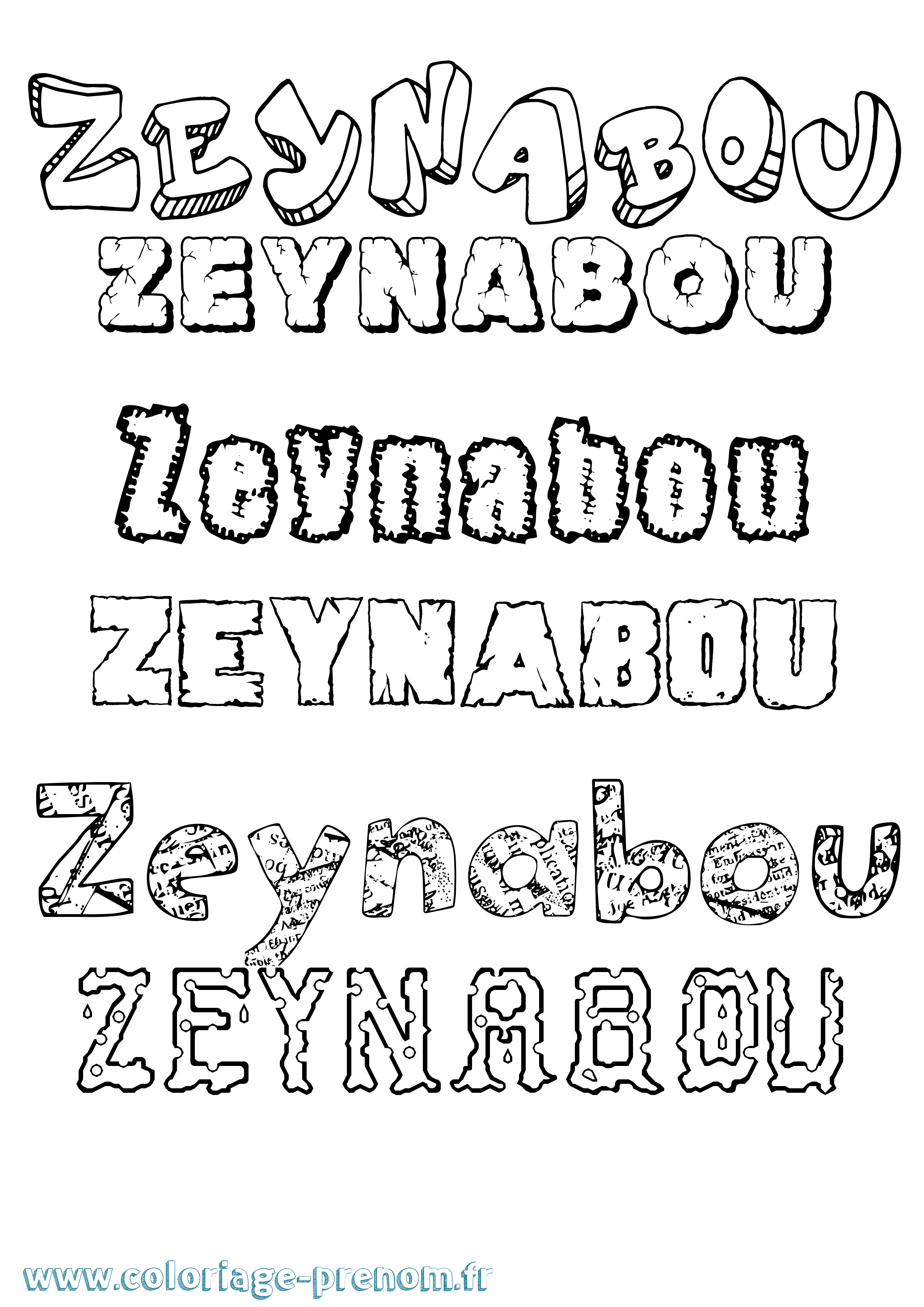 Coloriage Zeynabou Destructuré Coloriage prénom Zeynabou Destructuré