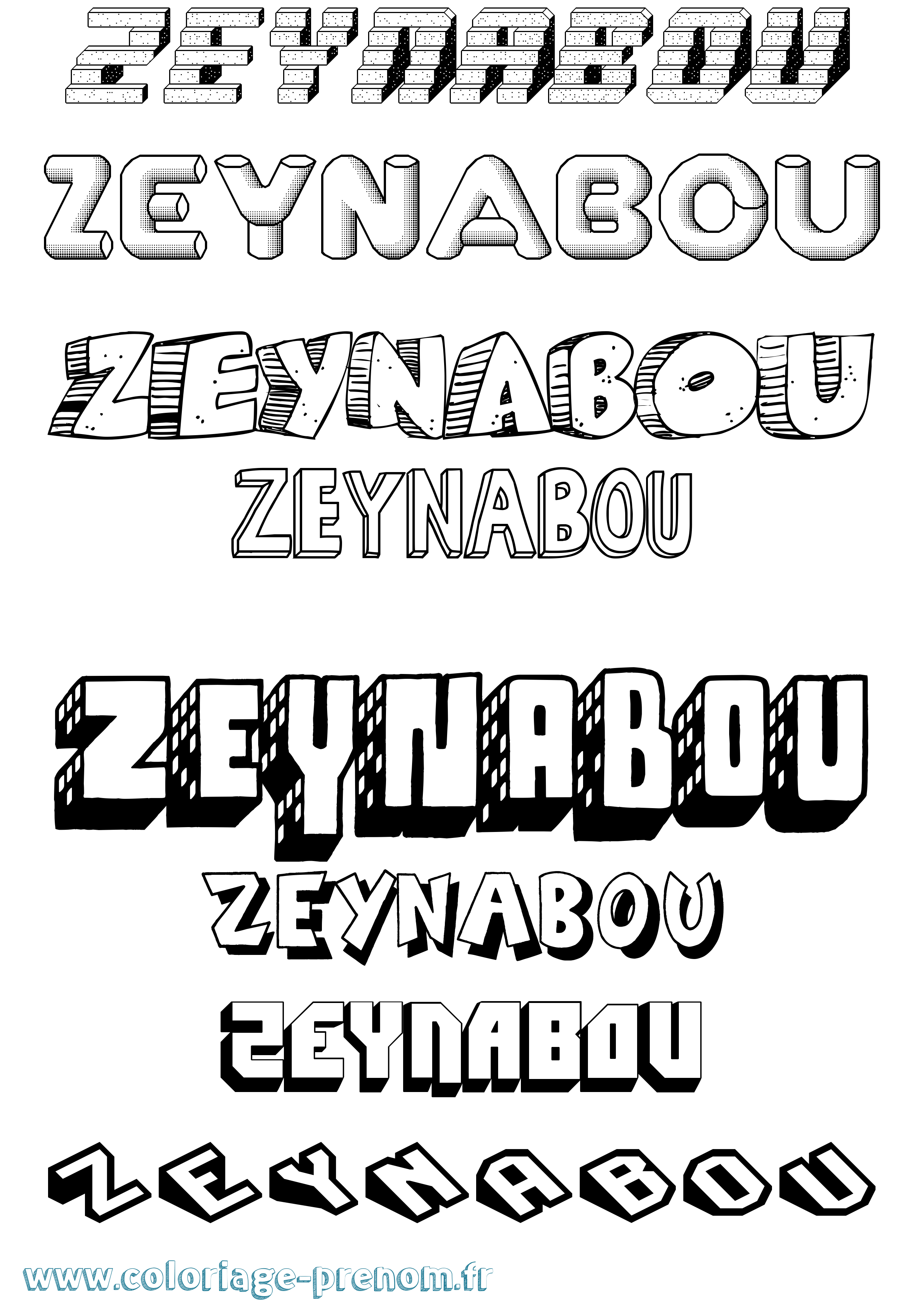 Coloriage Zeynabou Effet 3D Coloriage prénom Zeynabou Effet 3D