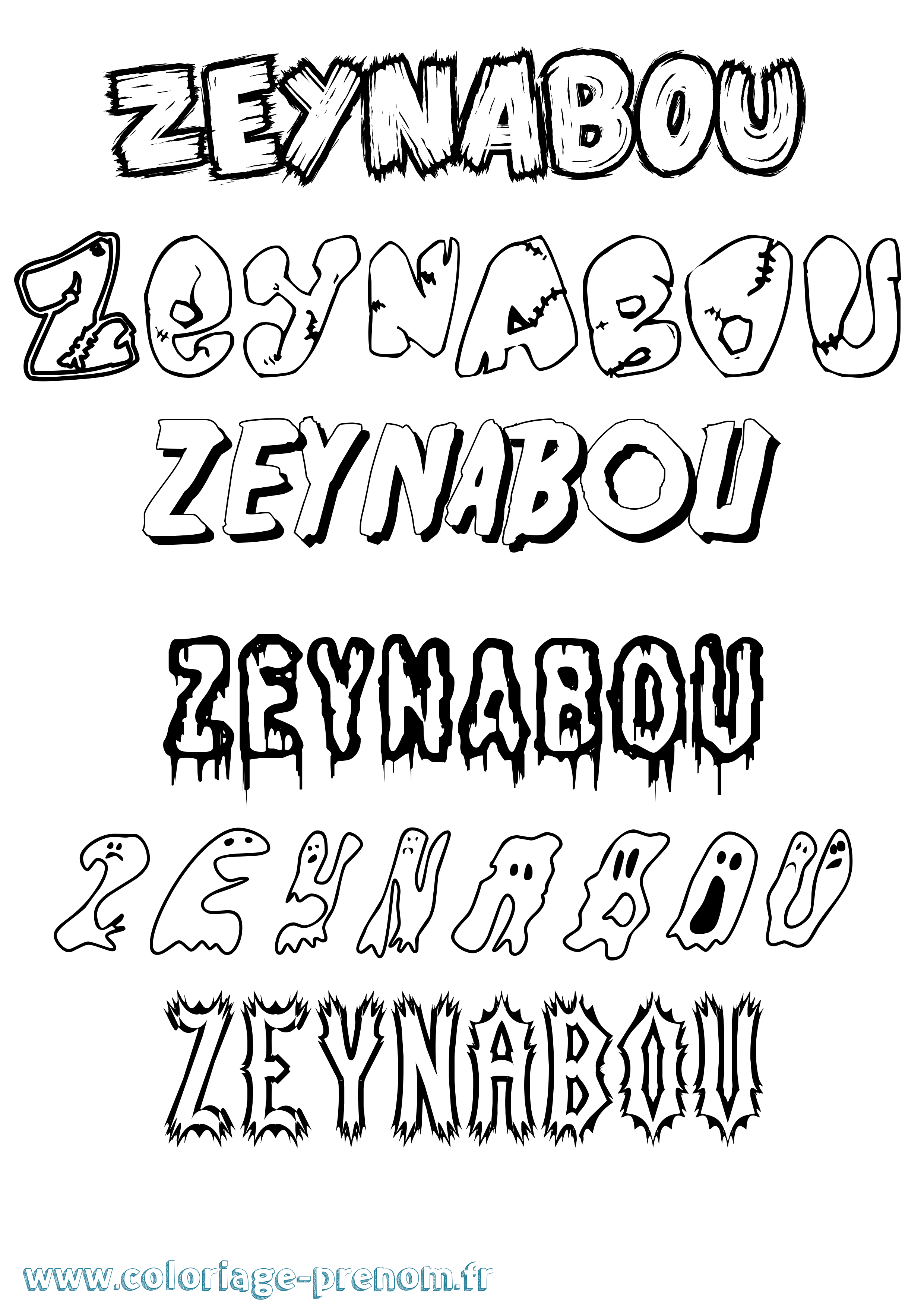 Coloriage Zeynabou Frisson Coloriage prénom Zeynabou Frisson