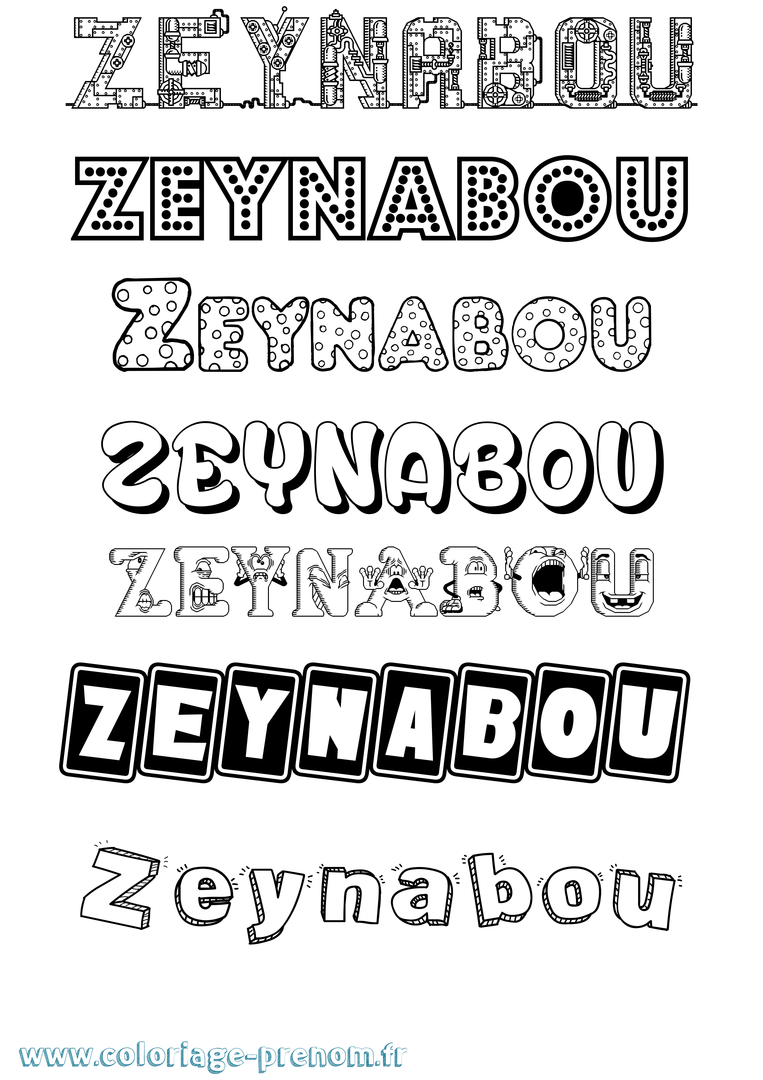 Coloriage Zeynabou Fun Coloriage prénom Zeynabou Fun