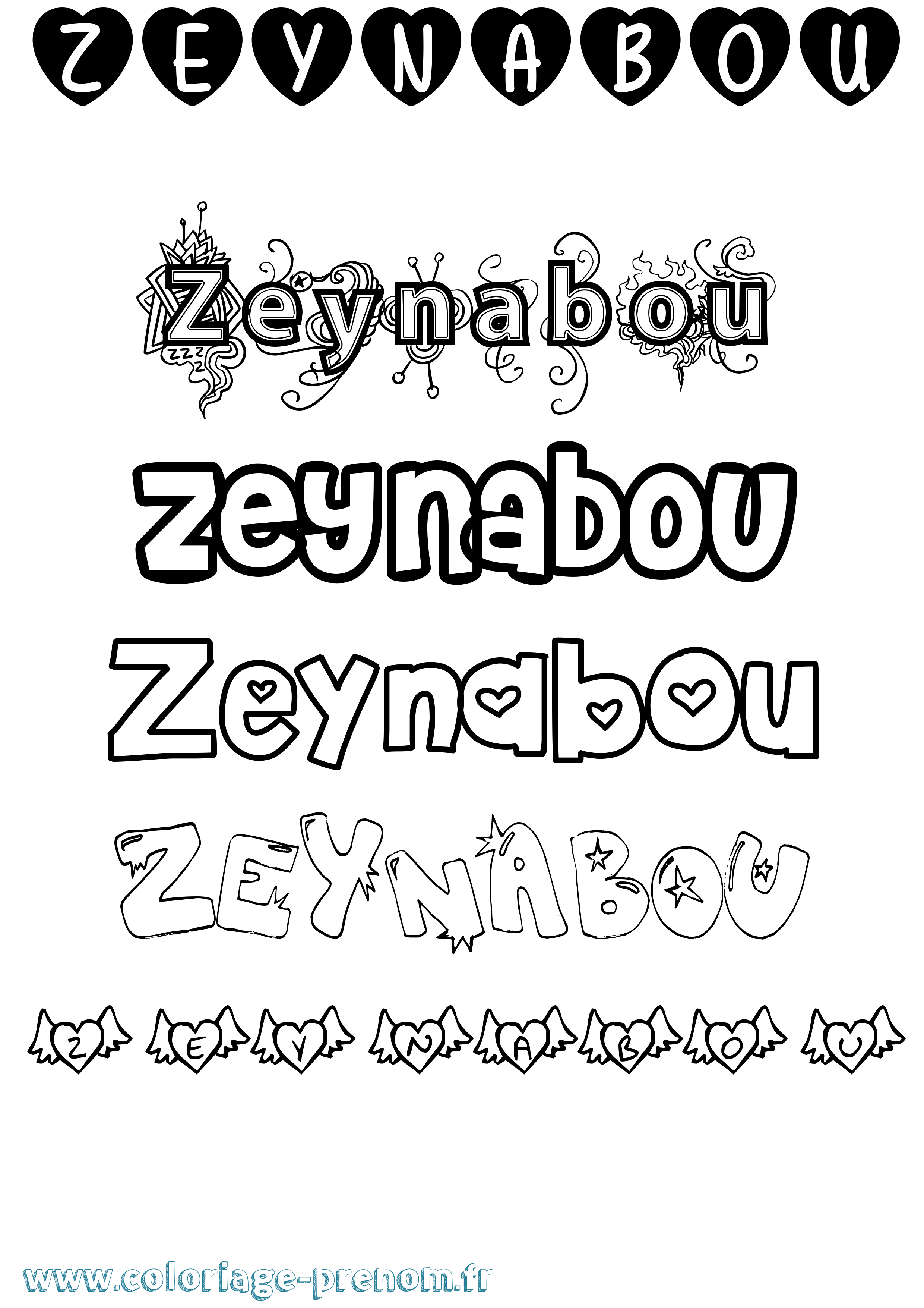 Coloriage Zeynabou Girly Coloriage prénom Zeynabou Girly