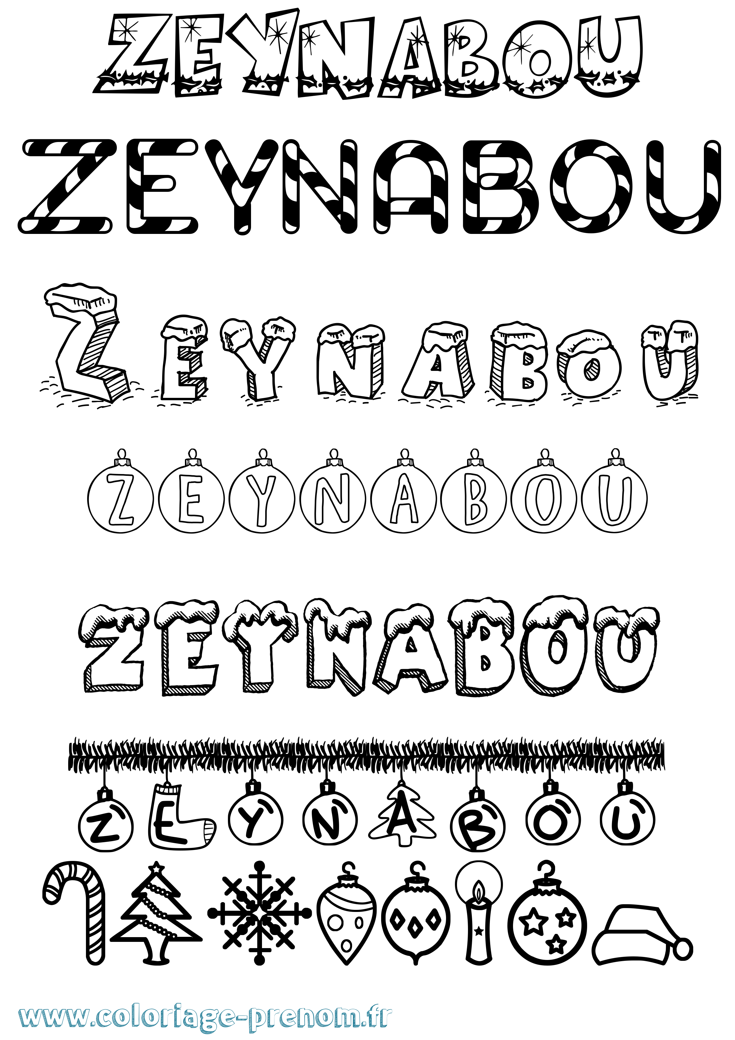 Coloriage Zeynabou Noël Coloriage prénom Zeynabou Noël