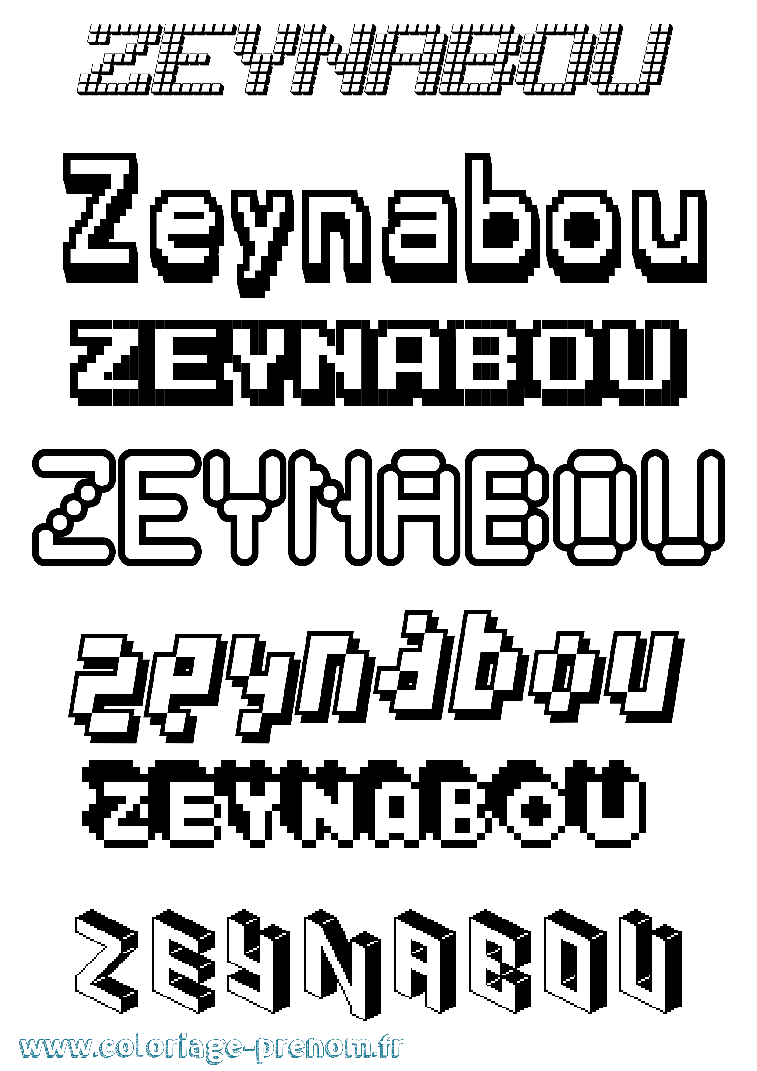 Coloriage Zeynabou Pixel Coloriage prénom Zeynabou Pixel