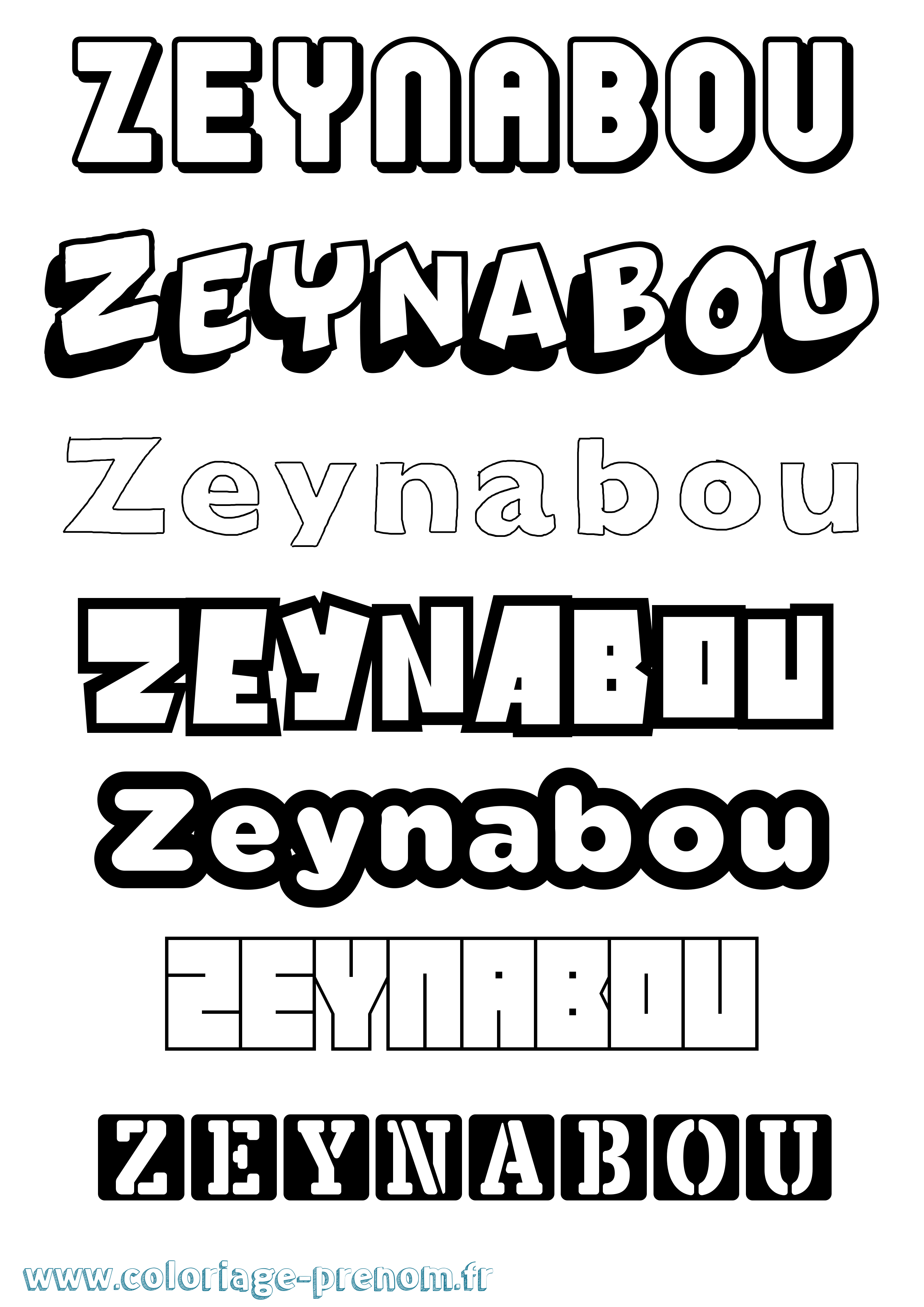 Coloriage Zeynabou Simple Coloriage prénom Zeynabou Simple