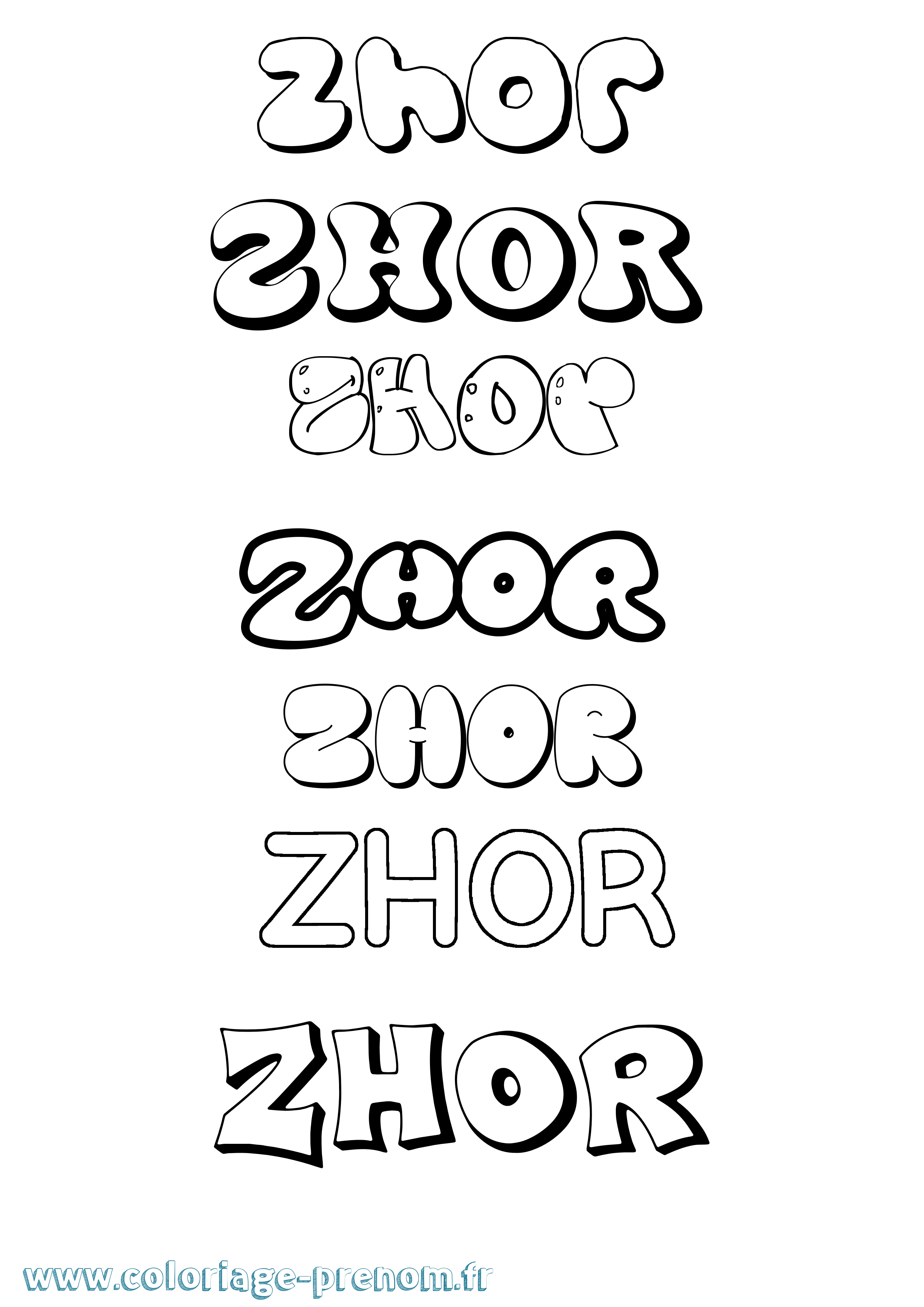 Coloriage Zhor Bubble Coloriage prénom Zhor Bubble