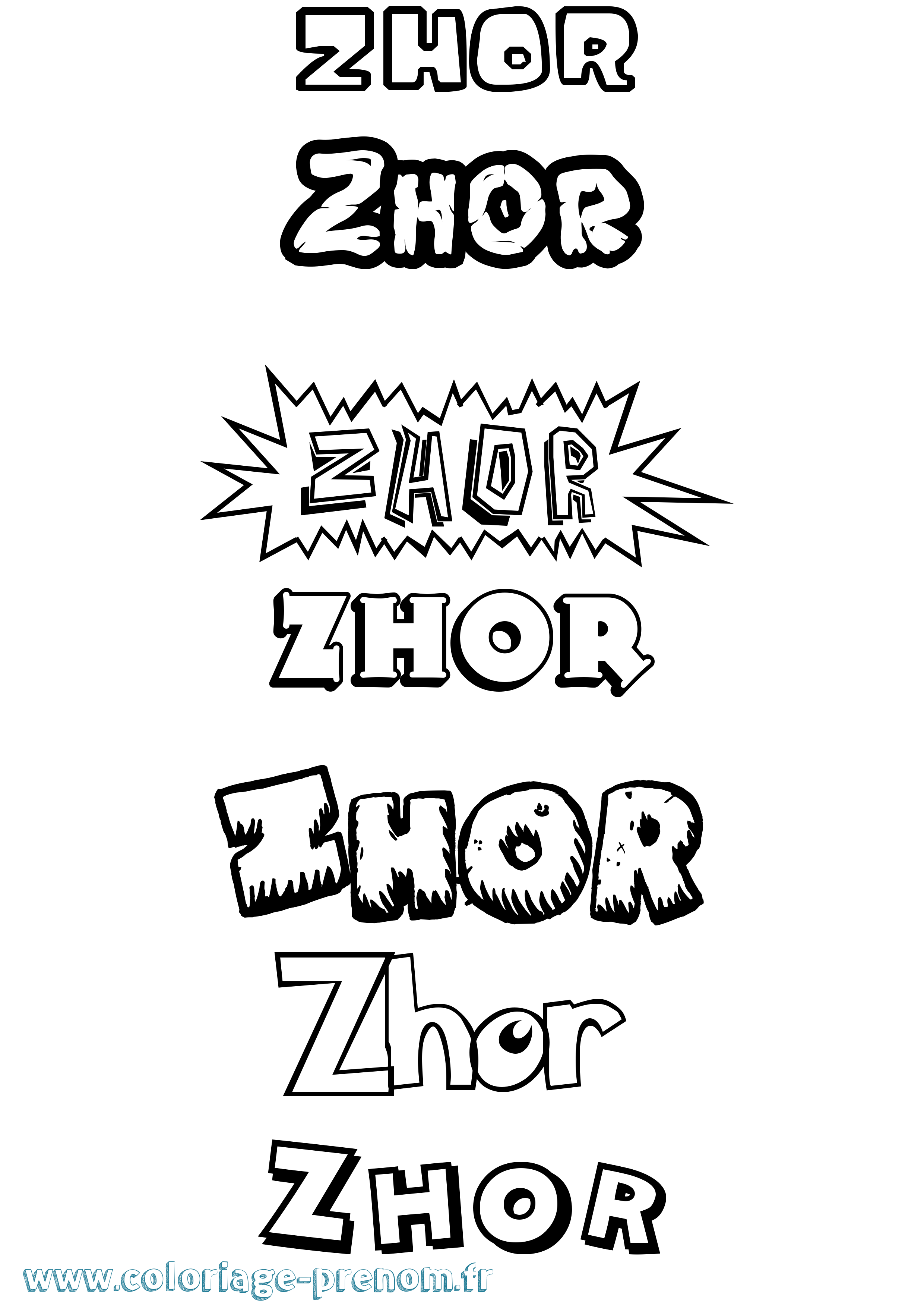Coloriage Zhor Dessin Animé Coloriage prénom Zhor Dessin Animé