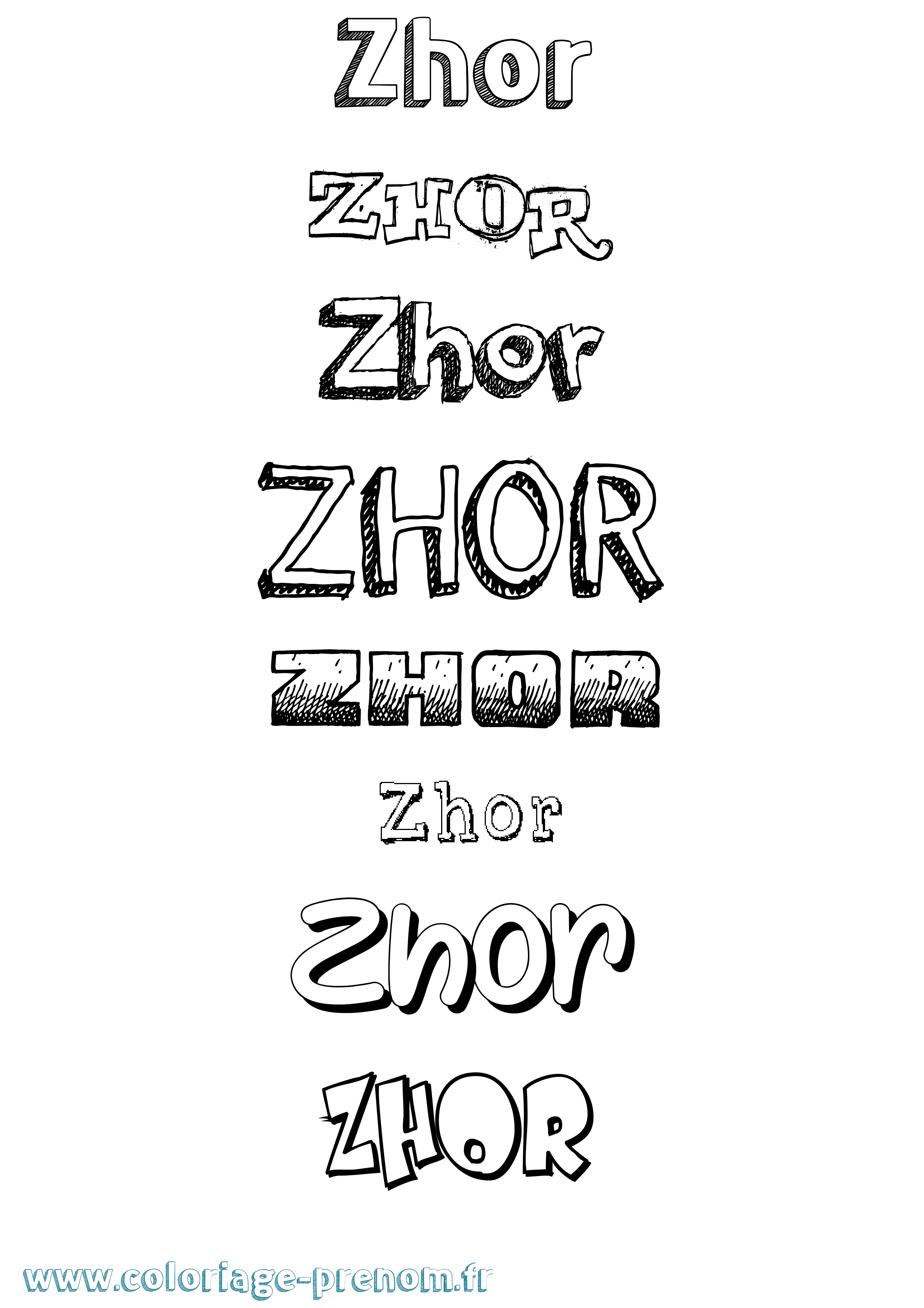 Coloriage Zhor Dessiné Coloriage prénom Zhor Dessiné