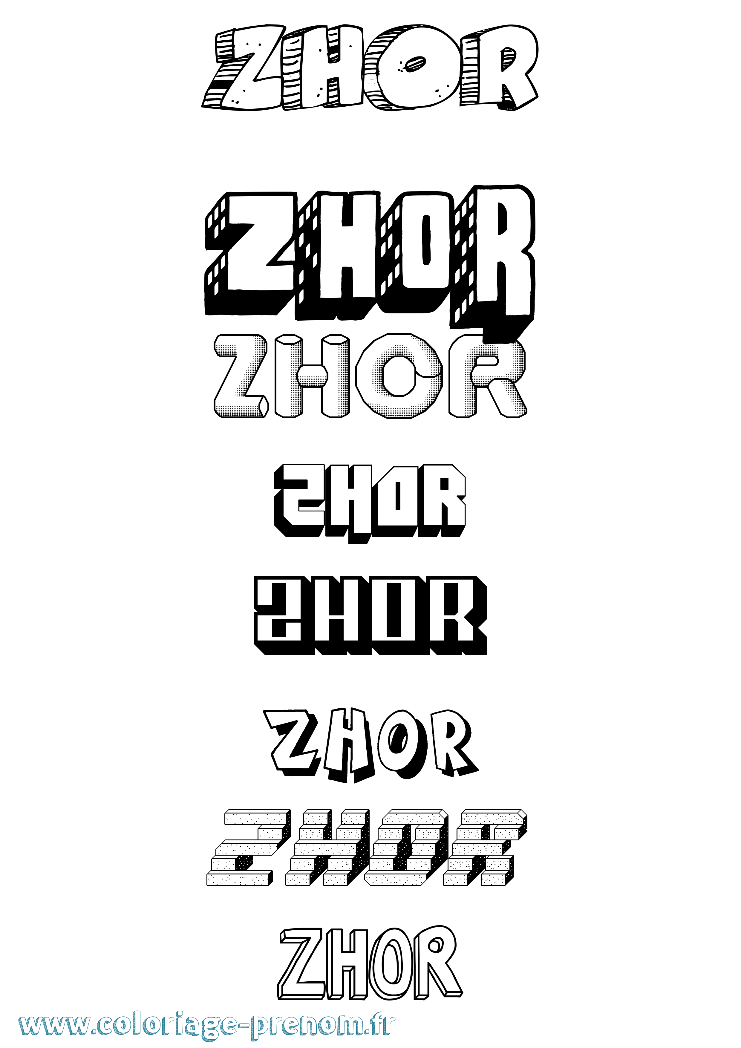 Coloriage Zhor Effet 3D Coloriage prénom Zhor Effet 3D