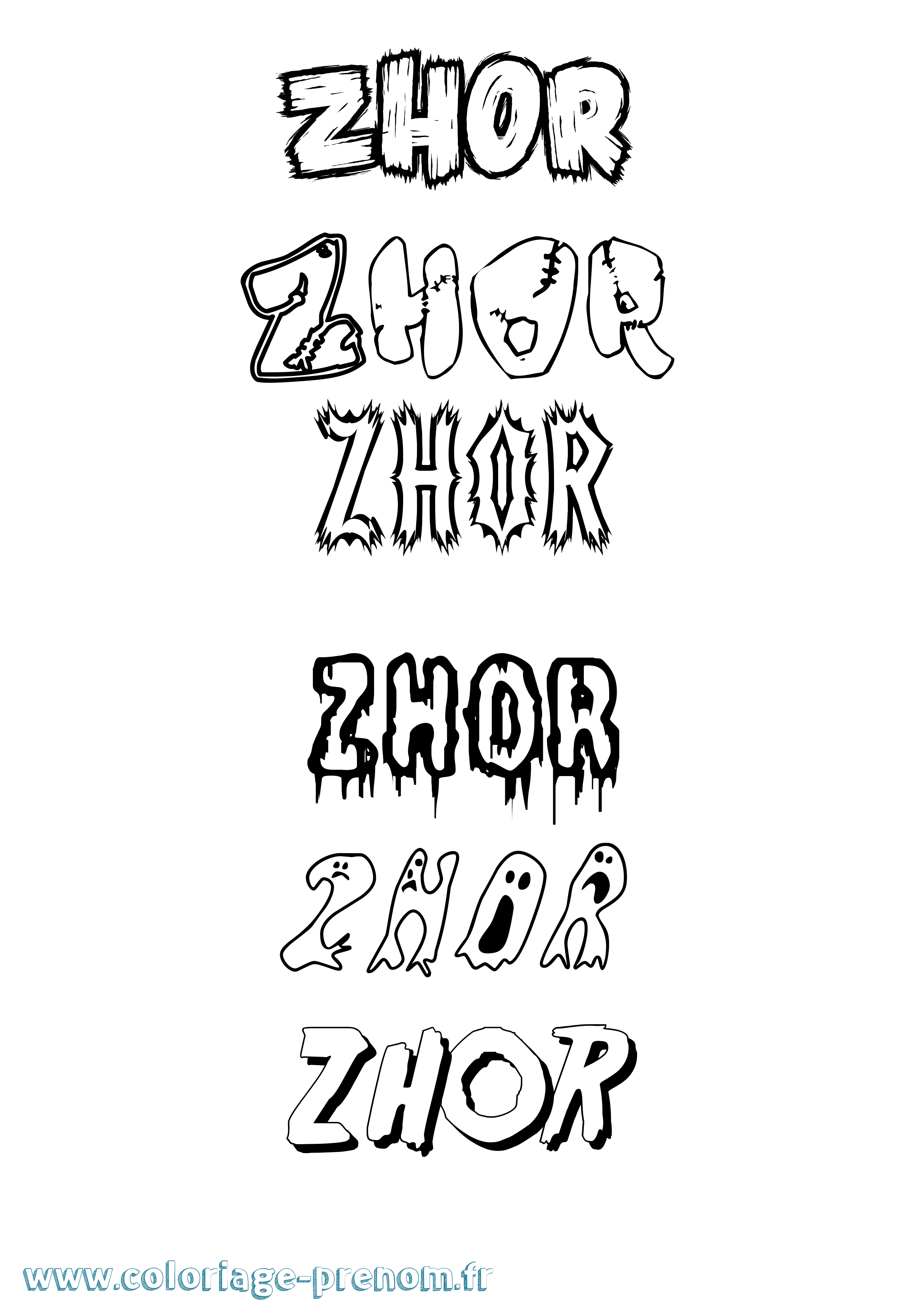 Coloriage Zhor Frisson Coloriage prénom Zhor Frisson
