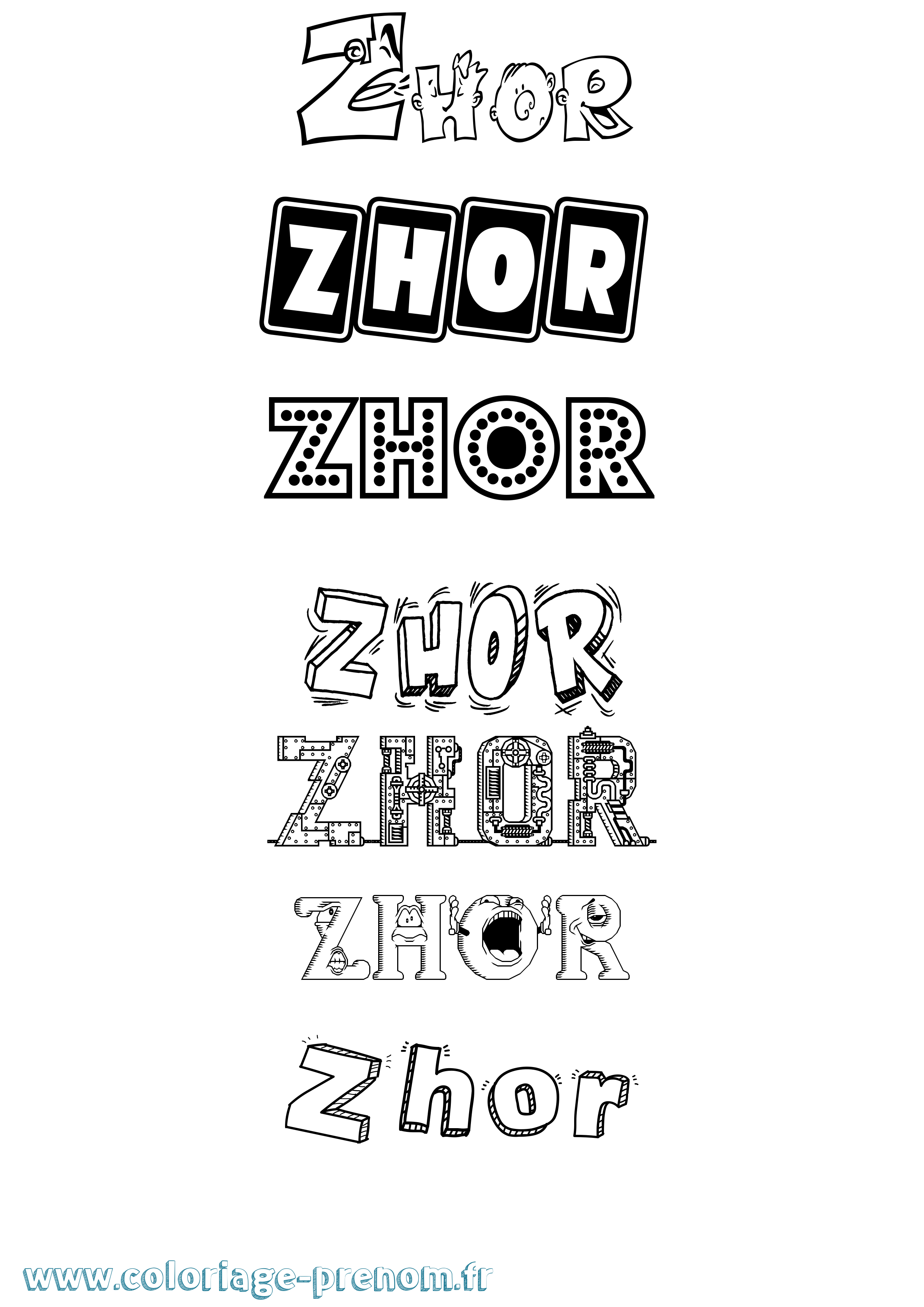 Coloriage Zhor Fun Coloriage prénom Zhor Fun