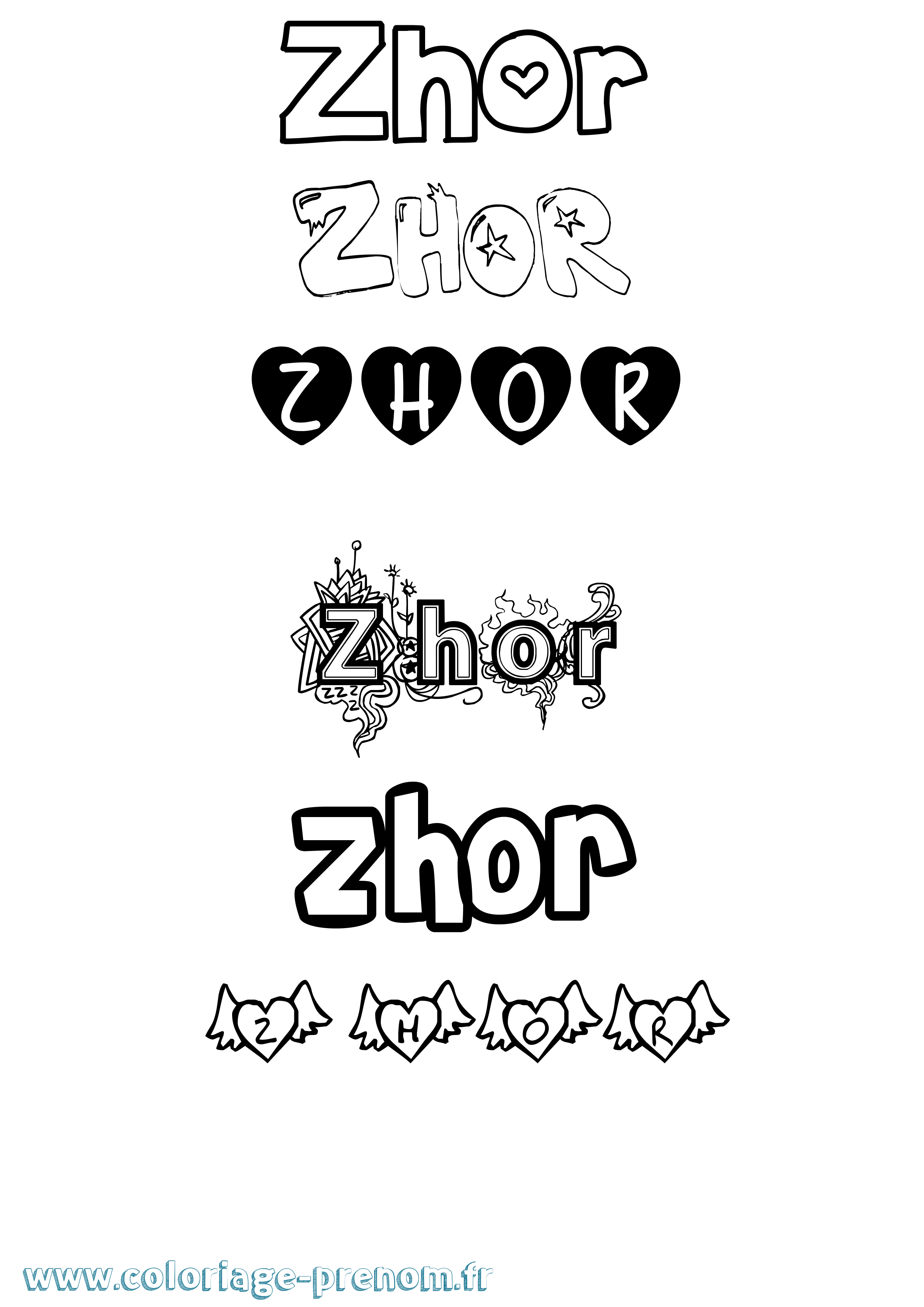 Coloriage Zhor Girly Coloriage prénom Zhor Girly