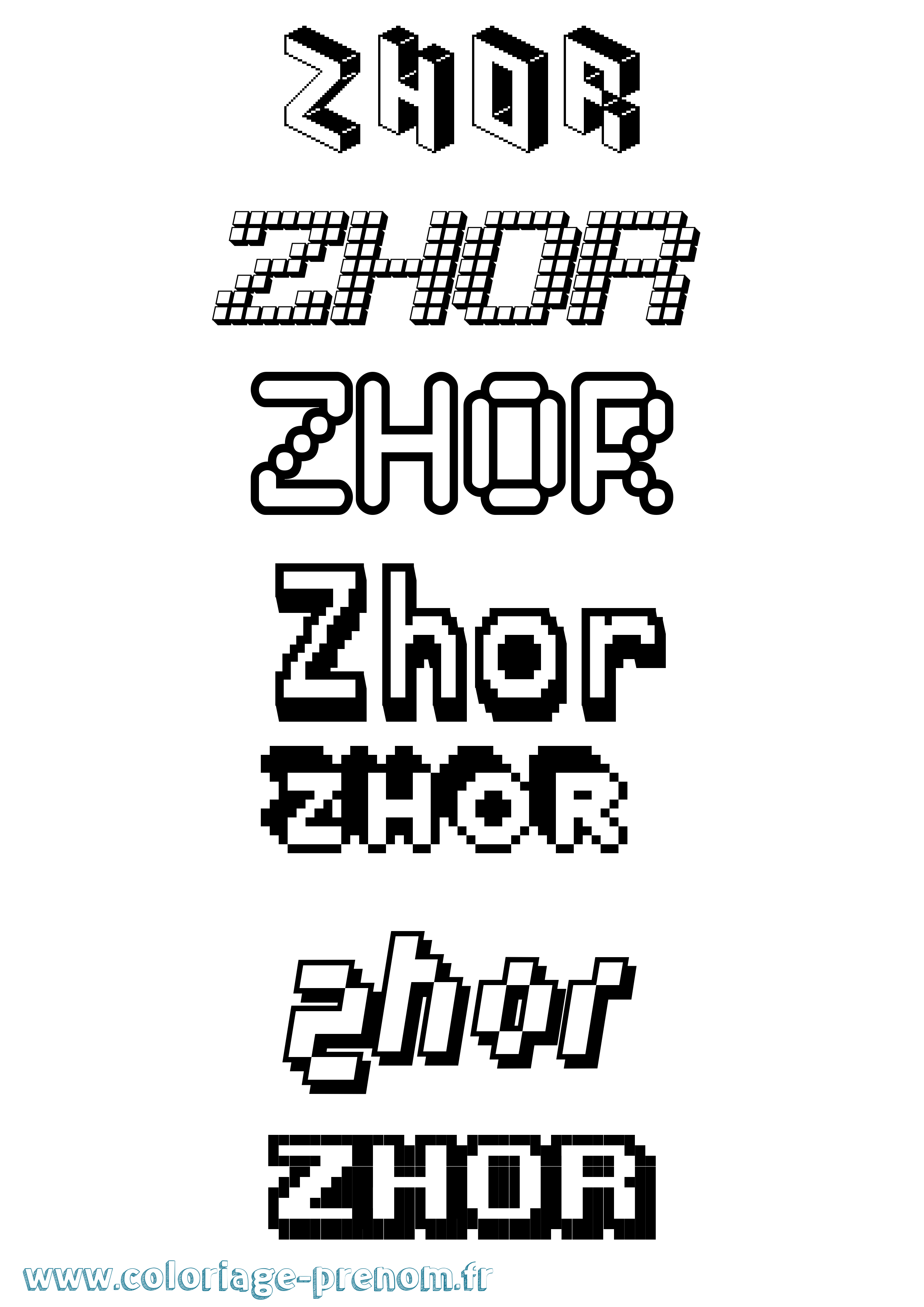 Coloriage Zhor Pixel Coloriage prénom Zhor Pixel